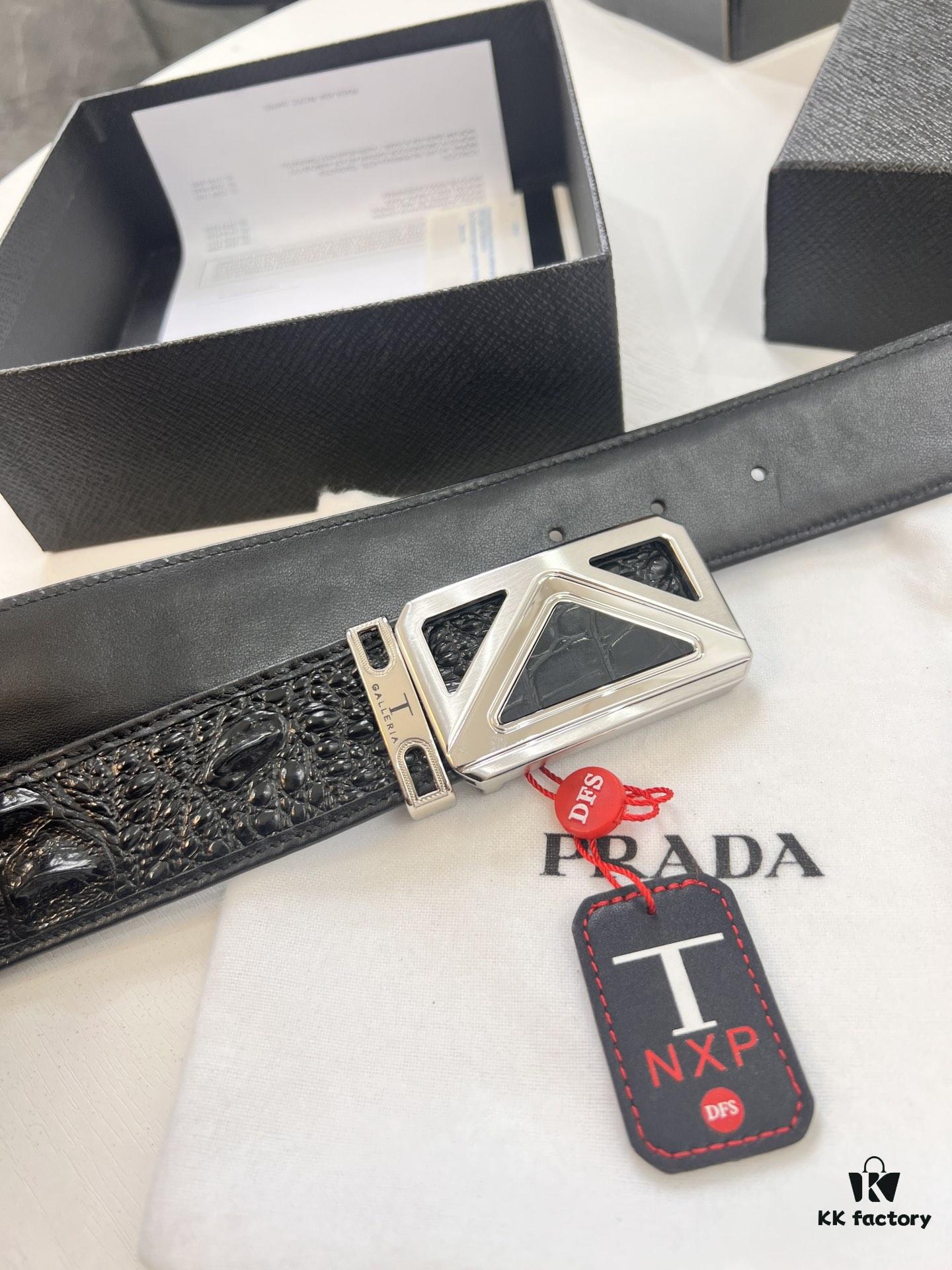693200d93a89a121ed55023c Prada Hong Kong Duty-Free Gift Box Genuine Leather Belt with Anti-Counterfeit Certification