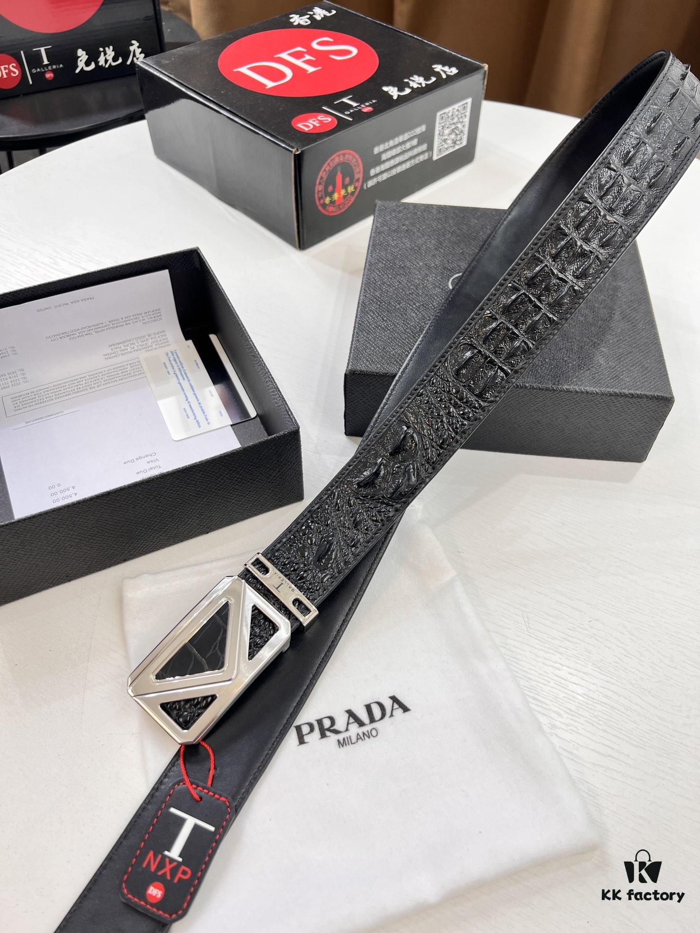 693200d93a89a121ed55023e Prada Hong Kong Duty-Free Gift Box Genuine Leather Belt with Anti-Counterfeit Certification