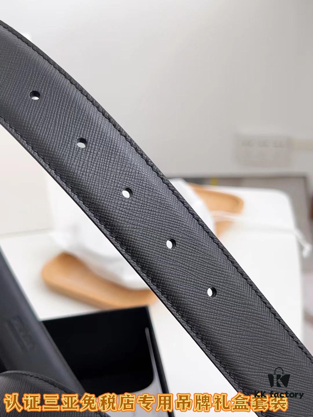 693200e13a89a121ed550272 Q170 Sanya Tax-Free Genuine Latest Packaging Gift Box: Prada Original Quality Belt, 3.5cm Width