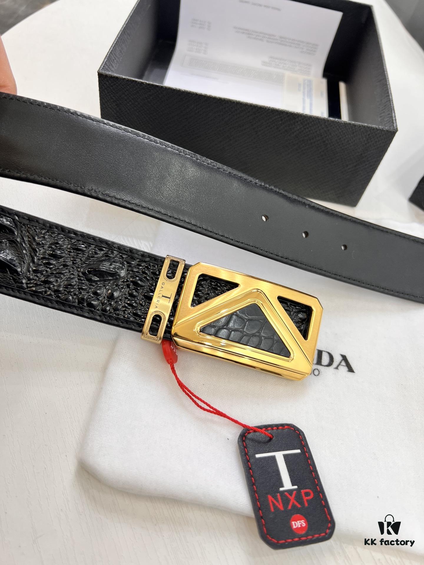 693200ef3a89a121ed550293 Prada Hong Kong Duty-Free Gift Box Genuine Leather Belt with Anti-Counterfeit Certification