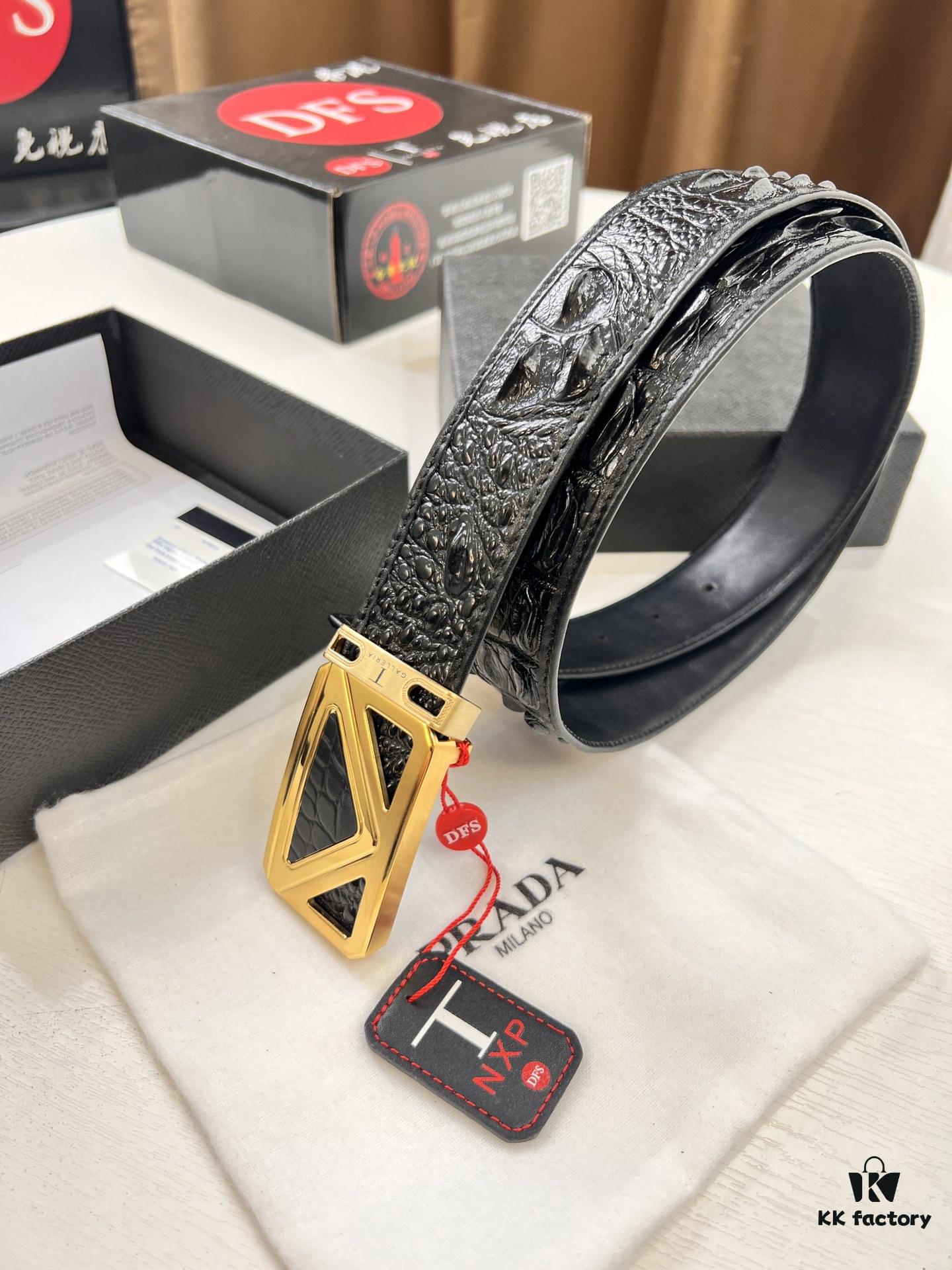 693200ef3a89a121ed550295 Prada Hong Kong Duty-Free Gift Box Genuine Leather Belt with Anti-Counterfeit Certification