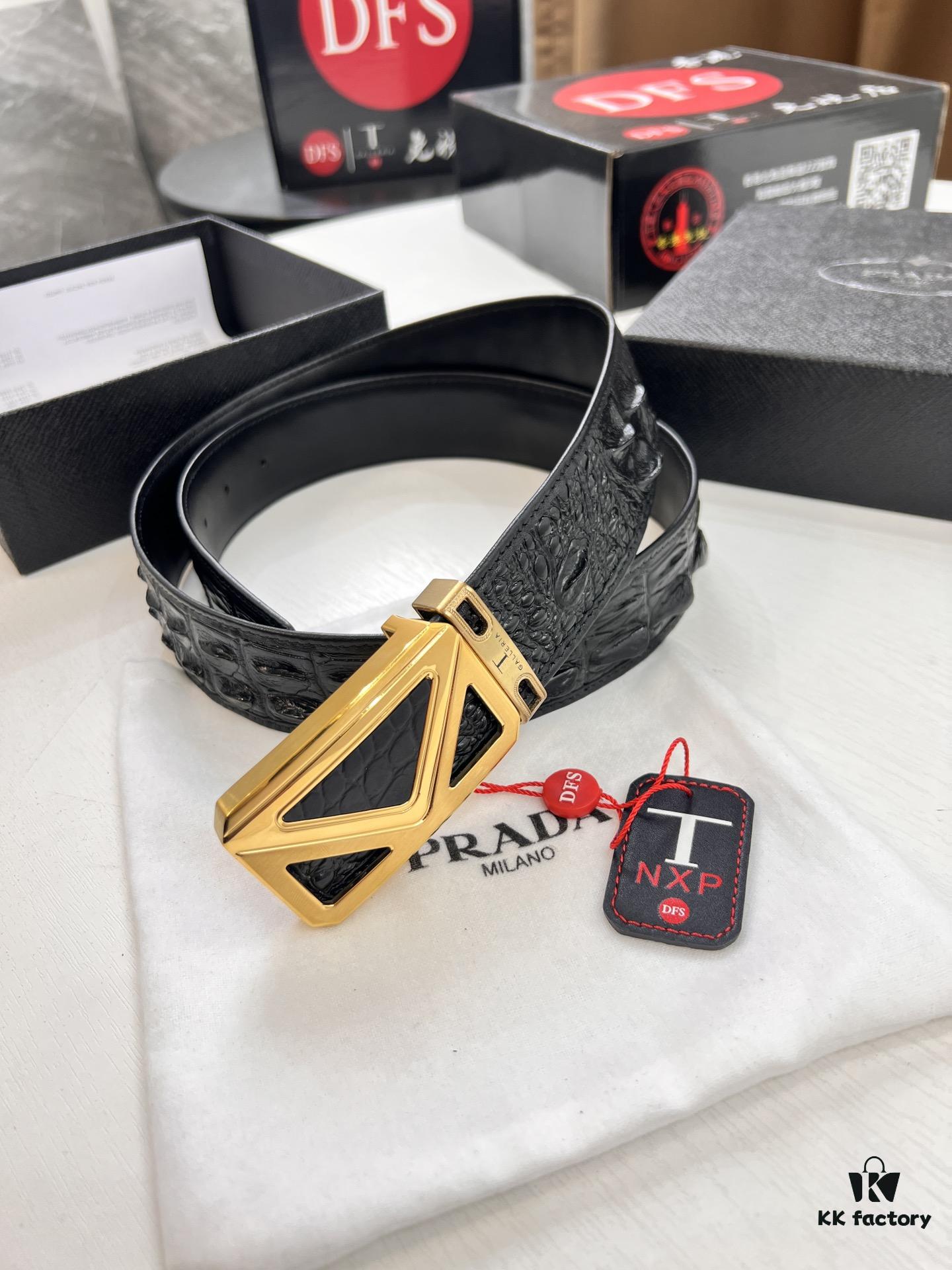 693200ef3a89a121ed550297 Prada Hong Kong Duty-Free Gift Box Genuine Leather Belt with Anti-Counterfeit Certification