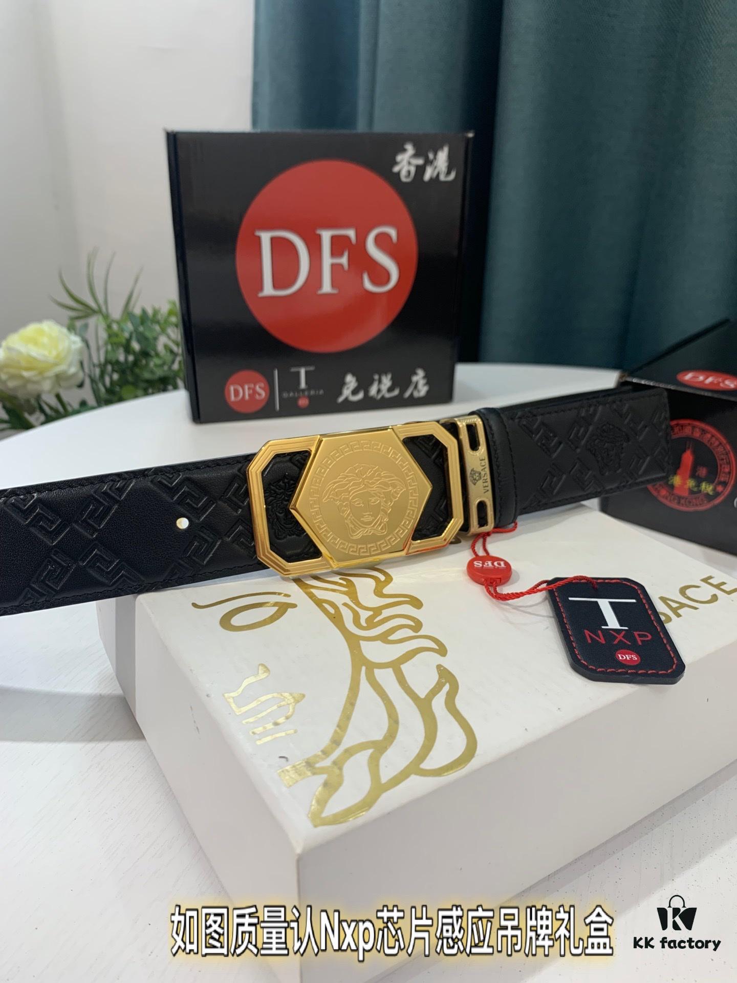 693201063a89a121ed5502b5 Versace Belt, New Arrival, Genuine Leather with Medusa Head Embossing, Fashion Luxury Brand, Soft Top-Layer Cowhide, 3.8cm Width, Stainless Steel Buckle