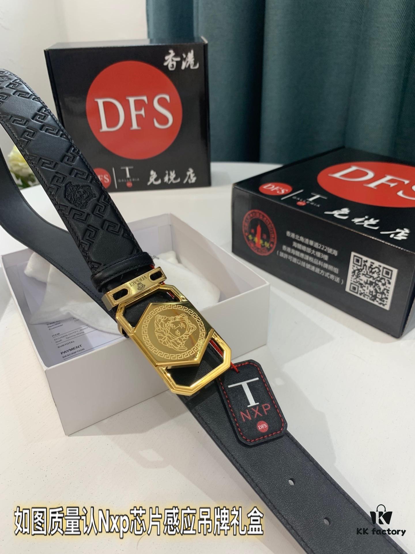 693201063a89a121ed5502ba Versace Belt, New Arrival, Genuine Leather with Medusa Head Embossing, Fashion Luxury Brand, Soft Top-Layer Cowhide, 3.8cm Width, Stainless Steel Buckle