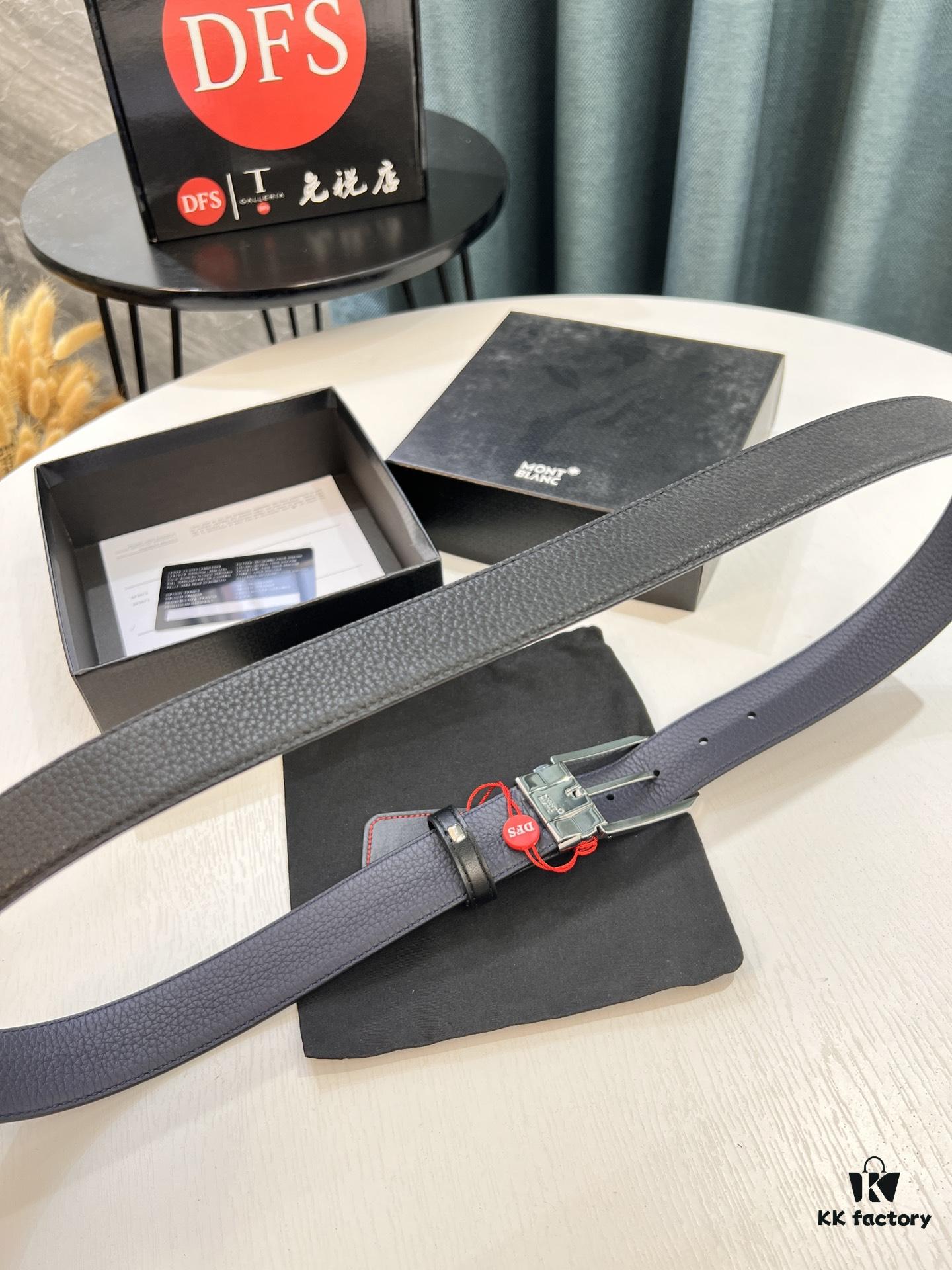 693201083a89a121ed5502bc Montblanc Men's Leather Belt 2023 Newest Model Top-Quality Full-Grain Cowhide with Custom Lychee Texture and Brushed Stainless Steel Pin Buckle