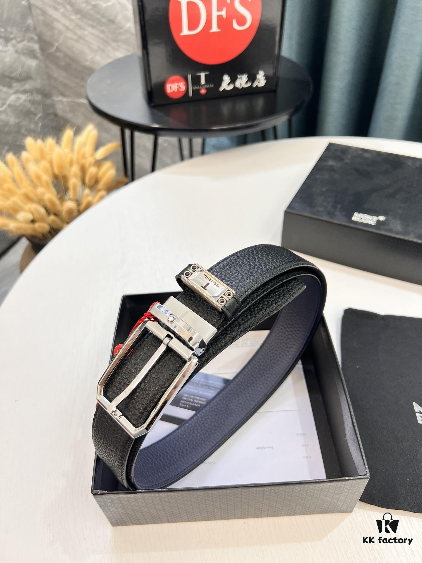 693201083a89a121ed5502bf Montblanc Men's Leather Belt 2023 Newest Model Top-Quality Full-Grain Cowhide with Custom Lychee Texture and Brushed Stainless Steel Pin Buckle