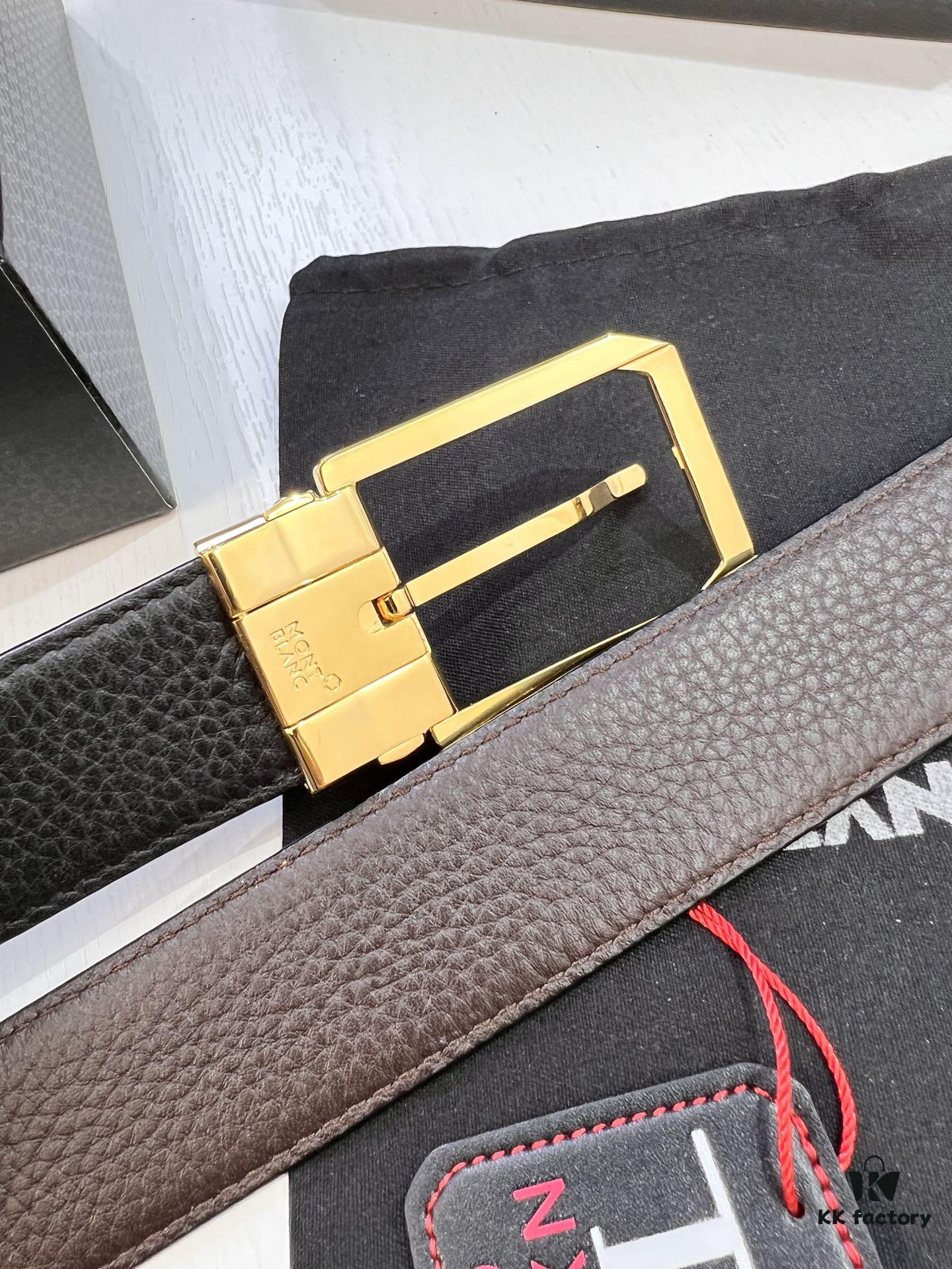 693201093a89a121ed5502c5 Montblanc Men's Leather Belt 2023 Newest Style Top Grain Cowhide Crocodile Texture Brushed Stainless Steel Pin Buckle Dual Use Adjustable Length 3.5cm