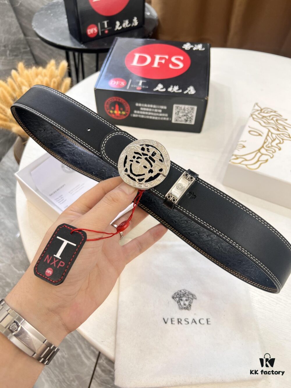 693201103a89a121ed5502d7 Versace Belt 2023 New Arrival Genuine Ostrich Grain Full-Grain Leather Fashion Belt with Double-Sided Wear Soft Leather 3.8cm Width Premium Steel Hardware