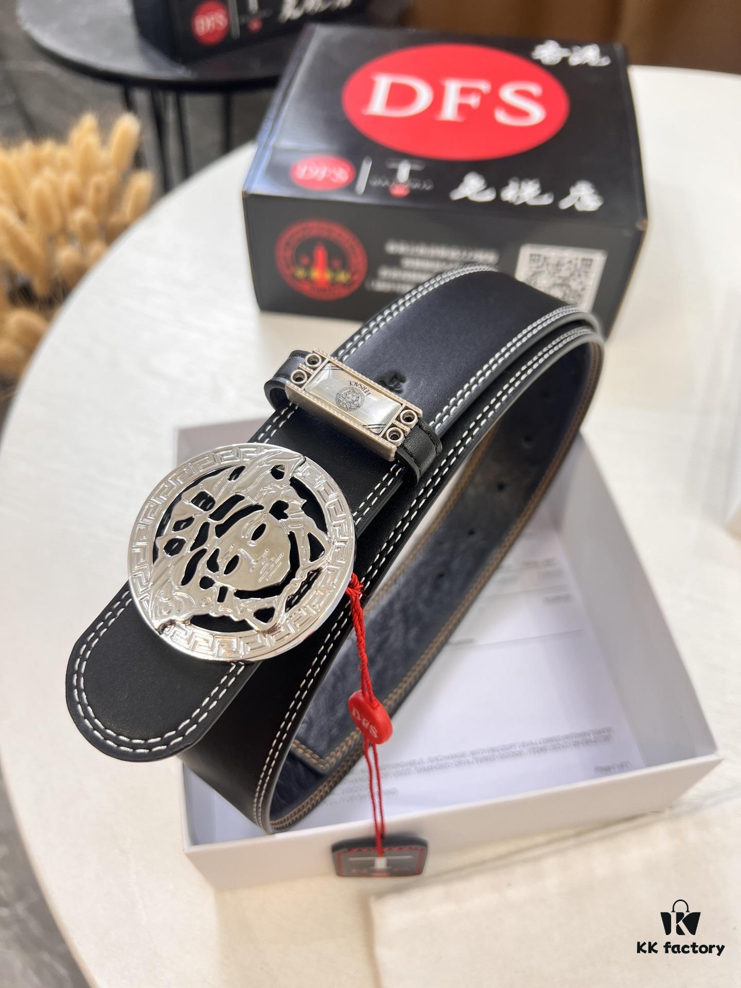 693201103a89a121ed5502dd Versace Belt 2023 New Arrival Genuine Ostrich Grain Full-Grain Leather Fashion Belt with Double-Sided Wear Soft Leather 3.8cm Width Premium Steel Hardware
