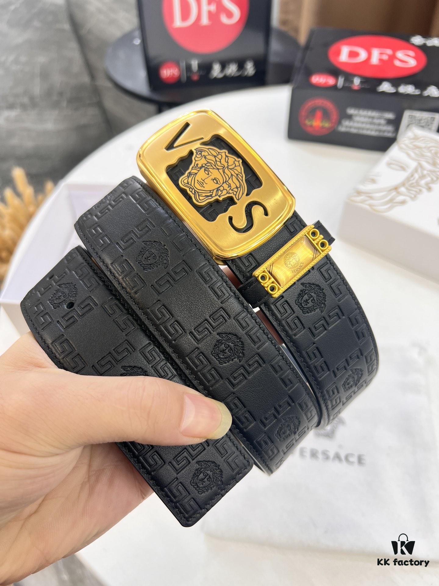 693201133a89a121ed5502df Versace Belt 2023 New Arrival Genuine Top Grain Calfskin Leather with Medusa Head Embossing, Fashion Luxury Brand Belt for Men, Soft Leather Texture, Precision Stainless Steel Hardware, 3.8cm Width