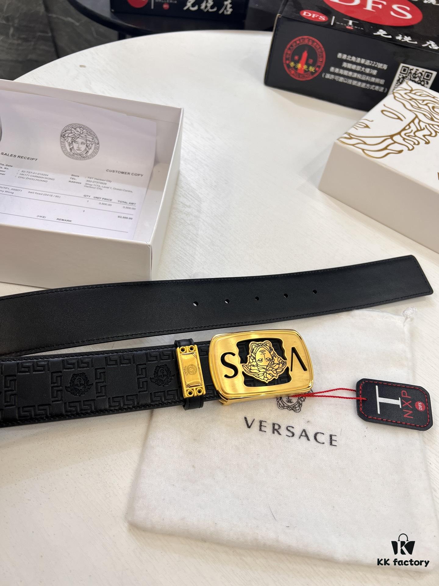 693201133a89a121ed5502e0 Versace Belt 2023 New Arrival Genuine Top Grain Calfskin Leather with Medusa Head Embossing, Fashion Luxury Brand Belt for Men, Soft Leather Texture, Precision Stainless Steel Hardware, 3.8cm Width