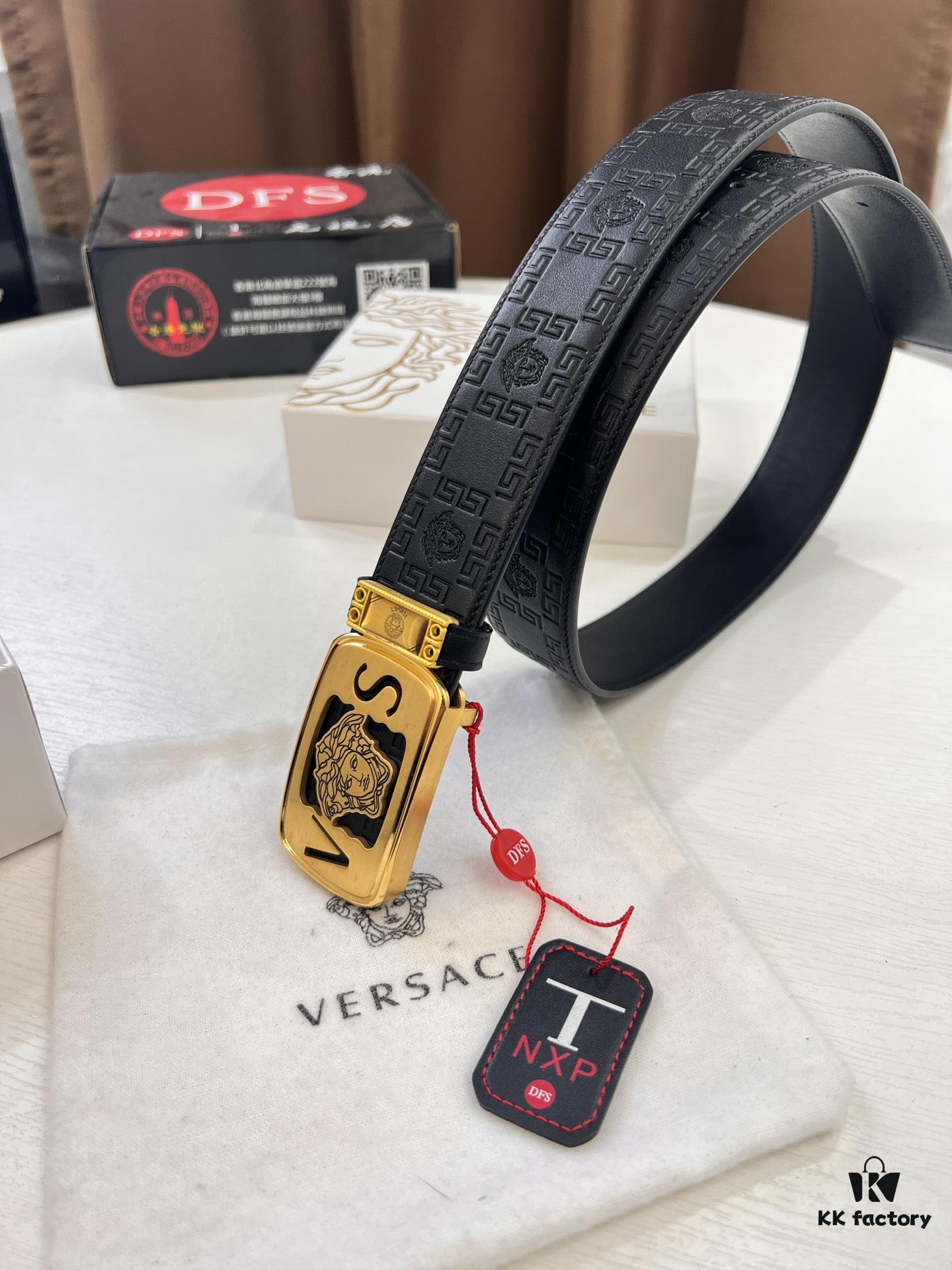 693201133a89a121ed5502e2 Versace Belt 2023 New Arrival Genuine Top Grain Calfskin Leather with Medusa Head Embossing, Fashion Luxury Brand Belt for Men, Soft Leather Texture, Precision Stainless Steel Hardware, 3.8cm Width