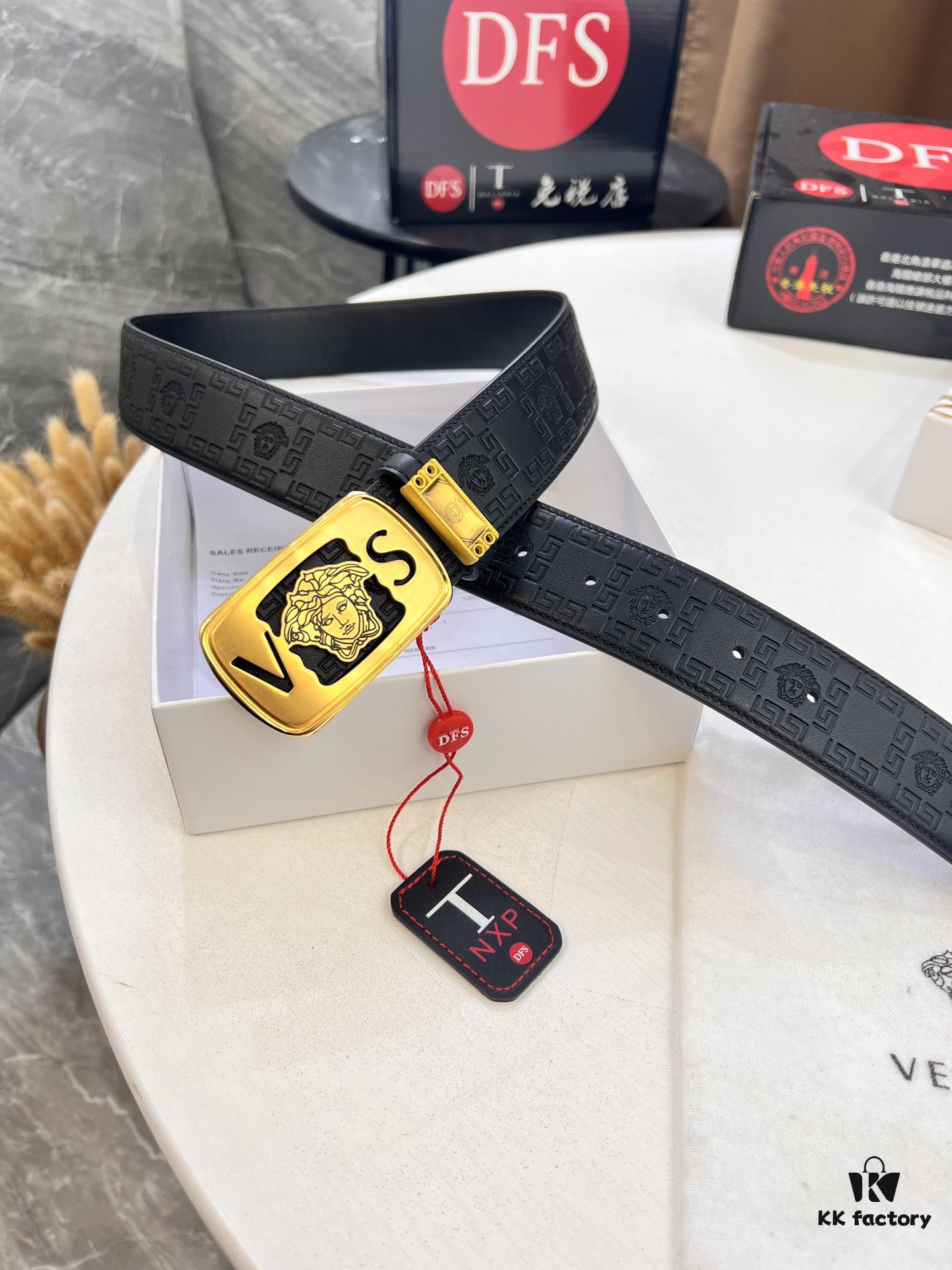 693201133a89a121ed5502e3 Versace Belt 2023 New Arrival Genuine Top Grain Calfskin Leather with Medusa Head Embossing, Fashion Luxury Brand Belt for Men, Soft Leather Texture, Precision Stainless Steel Hardware, 3.8cm Width