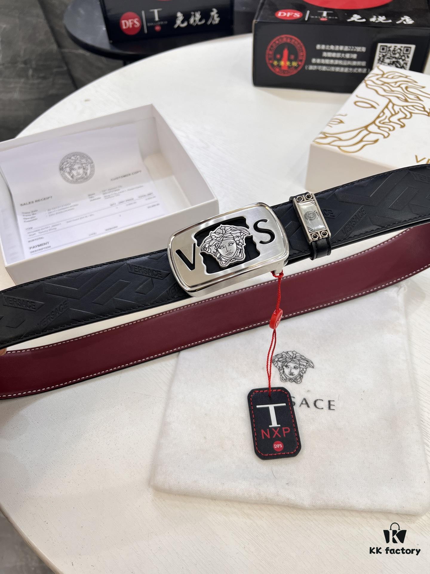 693201133a89a121ed5502e6 Versace Belt, New Arrival, Genuine Top-Layer Cowhide with Medusa Embossed Head, Fashion Luxury Brand, Soft Leather Texture, Precision Stainless Steel Hardware, 3.8cm Width