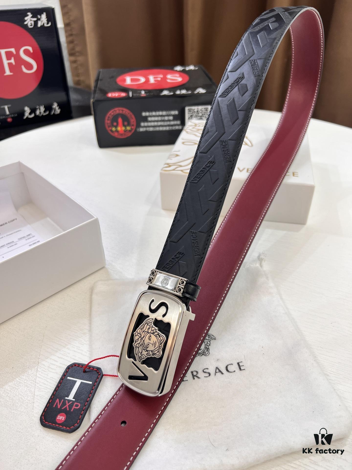 693201143a89a121ed5502e8 Versace Belt, New Arrival, Genuine Top-Layer Cowhide with Medusa Embossed Head, Fashion Luxury Brand, Soft Leather Texture, Precision Stainless Steel Hardware, 3.8cm Width