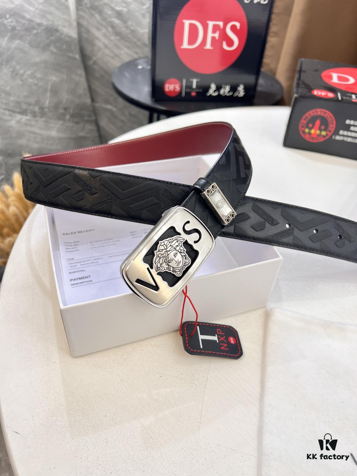693201143a89a121ed5502ea Versace Belt, New Arrival, Genuine Top-Layer Cowhide with Medusa Embossed Head, Fashion Luxury Brand, Soft Leather Texture, Precision Stainless Steel Hardware, 3.8cm Width