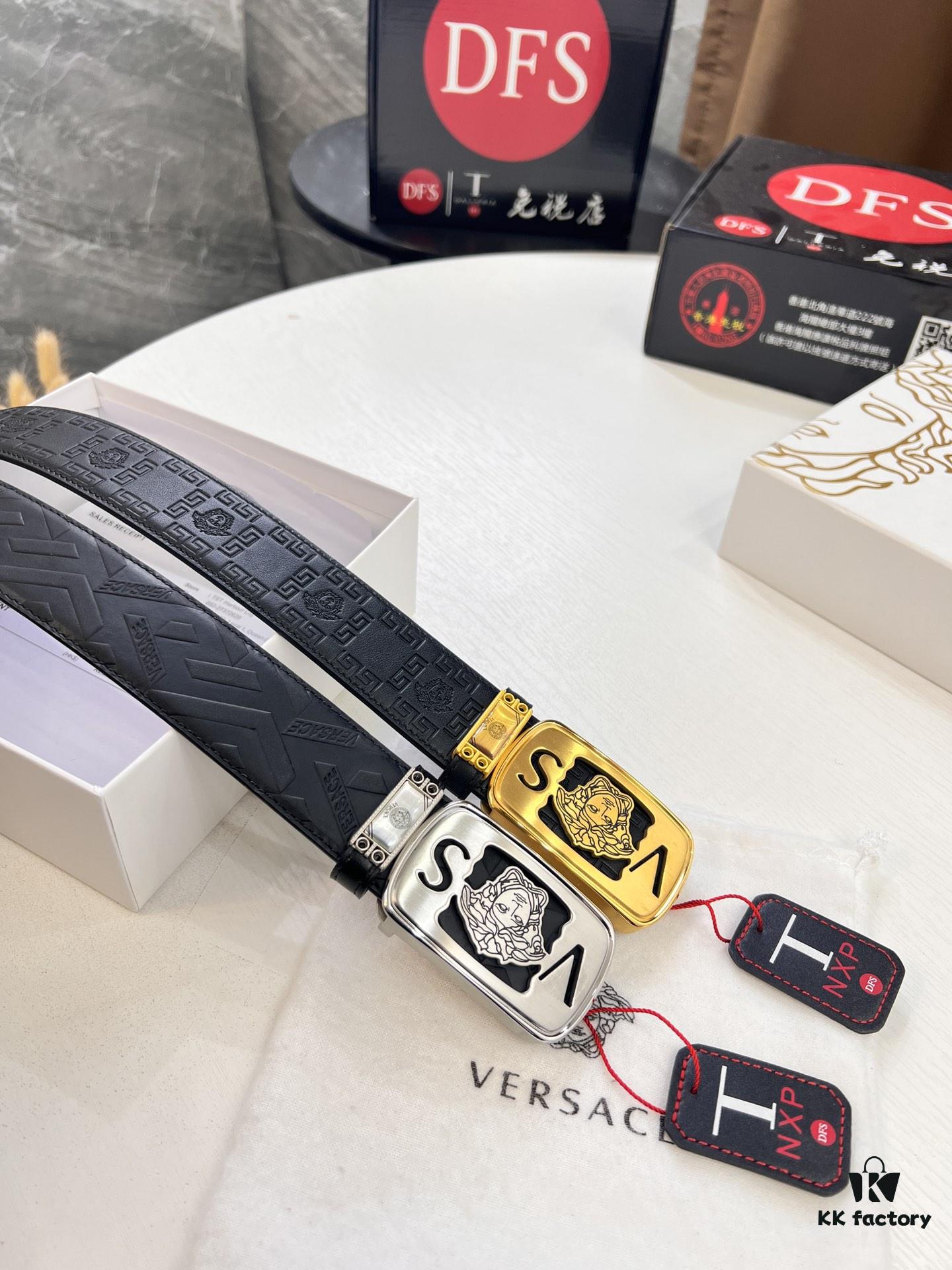 693201143a89a121ed5502eb Versace Belt, New Arrival, Genuine Top-Layer Cowhide with Medusa Embossed Head, Fashion Luxury Brand, Soft Leather Texture, Precision Stainless Steel Hardware, 3.8cm Width