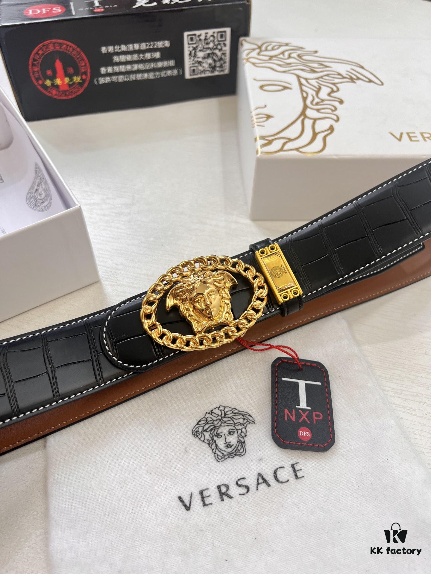 693201143a89a121ed5502ed Versace Belt, New Arrival, Top Quality Genuine Leather, Soft Touch, Reversible Design, 3.8cm Width, Stainless Steel Hardware