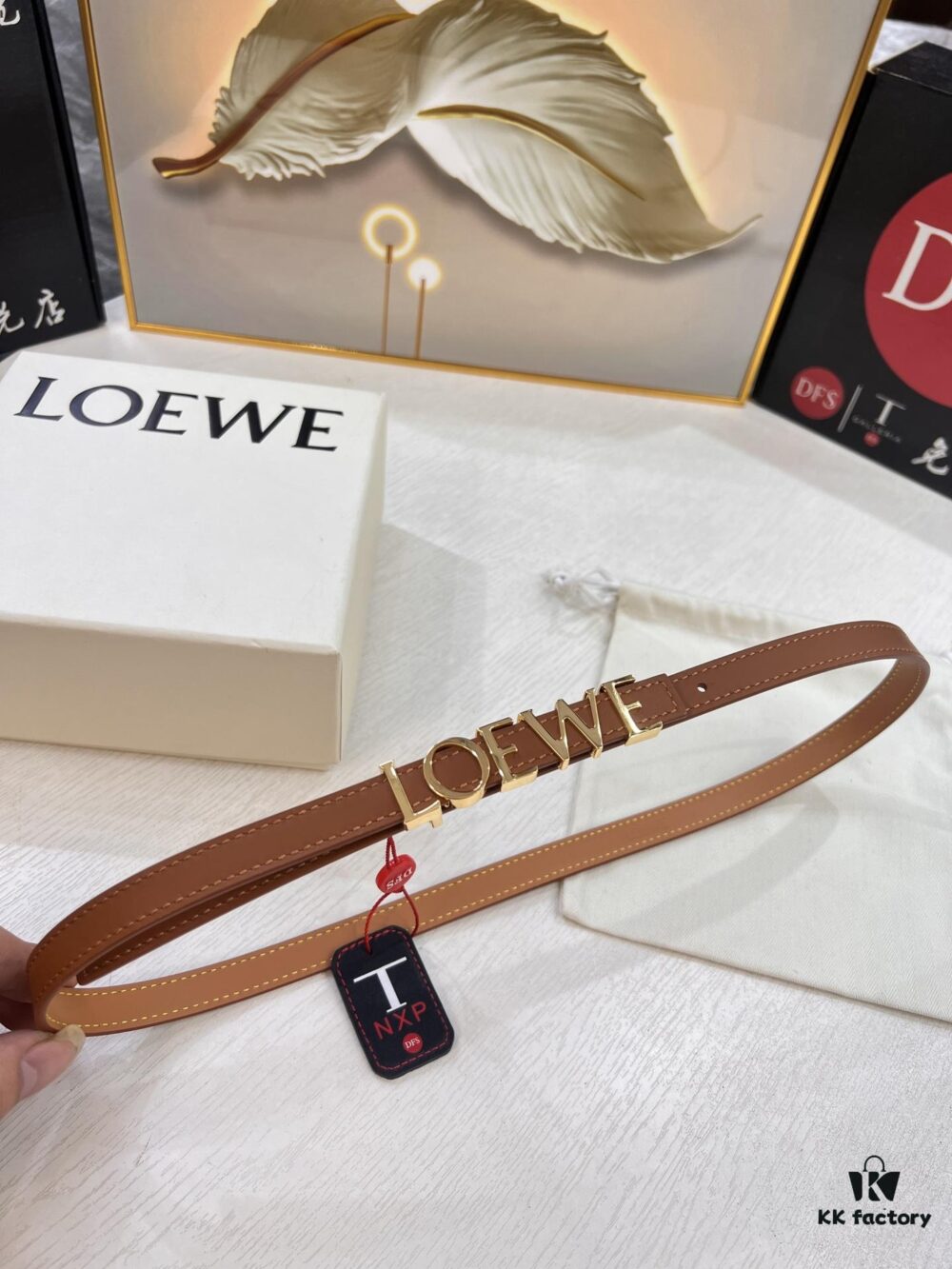 693201193a89a121ed5502fa Loewe Hong Kong Duty-Free T Gift Box 🎁 Anti-Counterfeit Scan Authentication, Genuine Stainless Steel Hardware, Women's Exclusive Fashion Belt