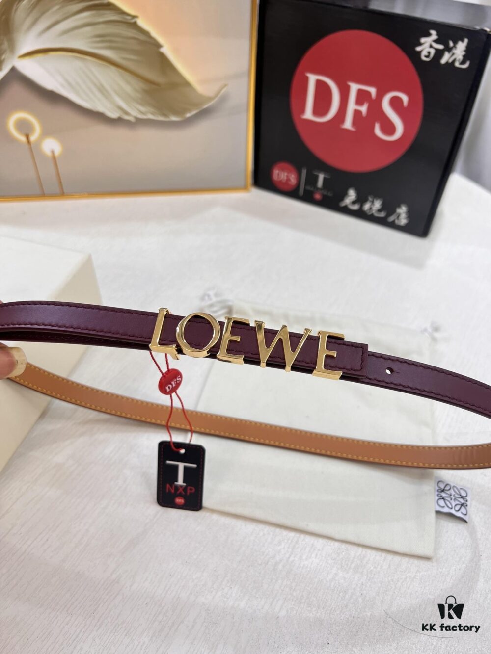 6932011a3a89a121ed550308 Loewe Hong Kong Duty-Free T Gift Box 🎁 Anti-Counterfeit Scan Authentication, Genuine Stainless Steel Hardware, Women's Exclusive Fashion Belt