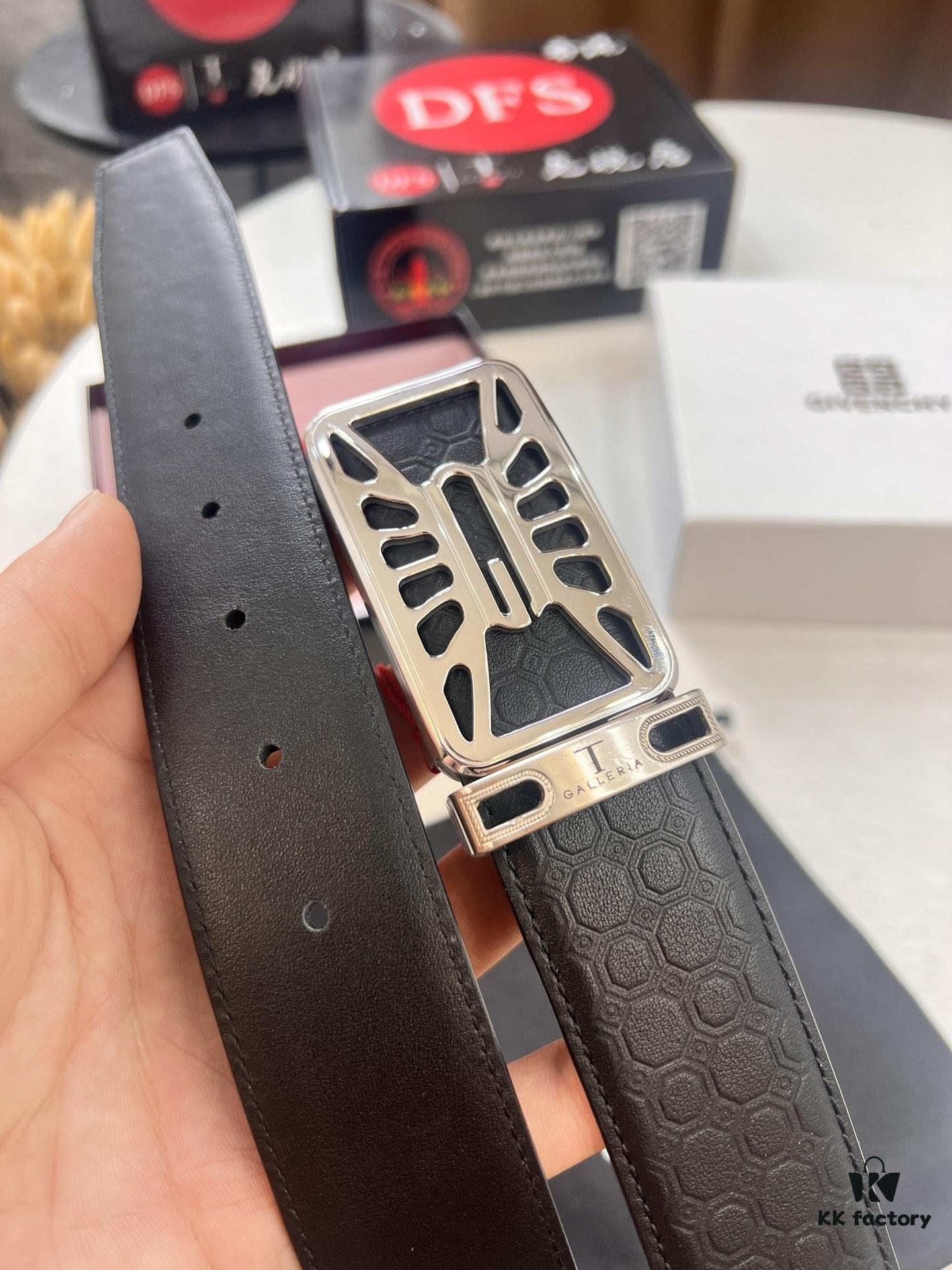 693201283a89a121ed55035d Givenchy Men's Belt, Hong Kong Duty-Free Gift Box, Genuine German Imported Calfskin, 3.8cm Width, Premium Steel Hardware, Fashionable Embossed Logo Design