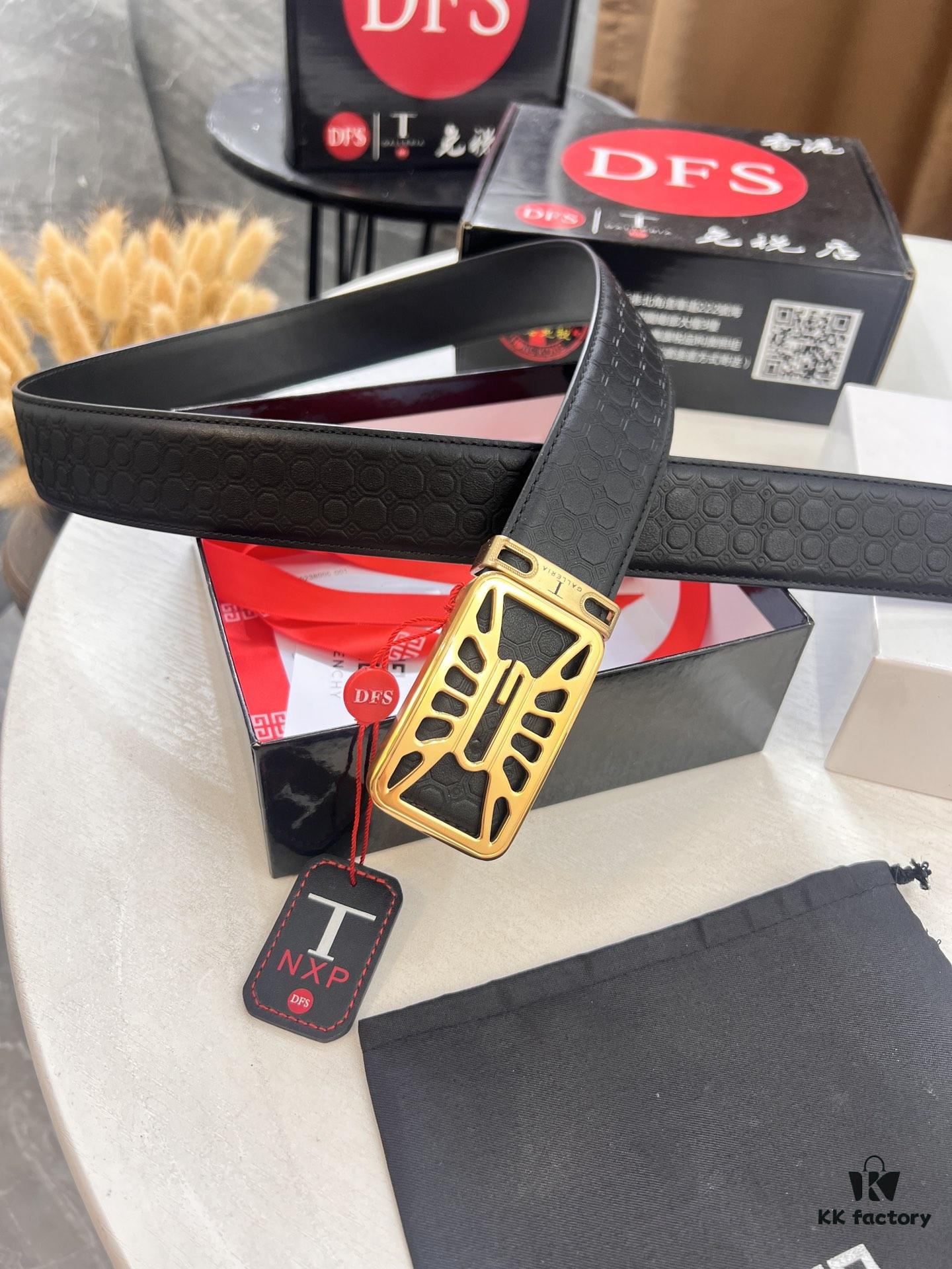 693201293a89a121ed550367 Givenchy Men's Belt, Hong Kong Duty-Free Gift Box, Genuine German Imported Calfskin, 3.8cm Width, Premium Steel Hardware, Fashionable Embossed Logo Design
