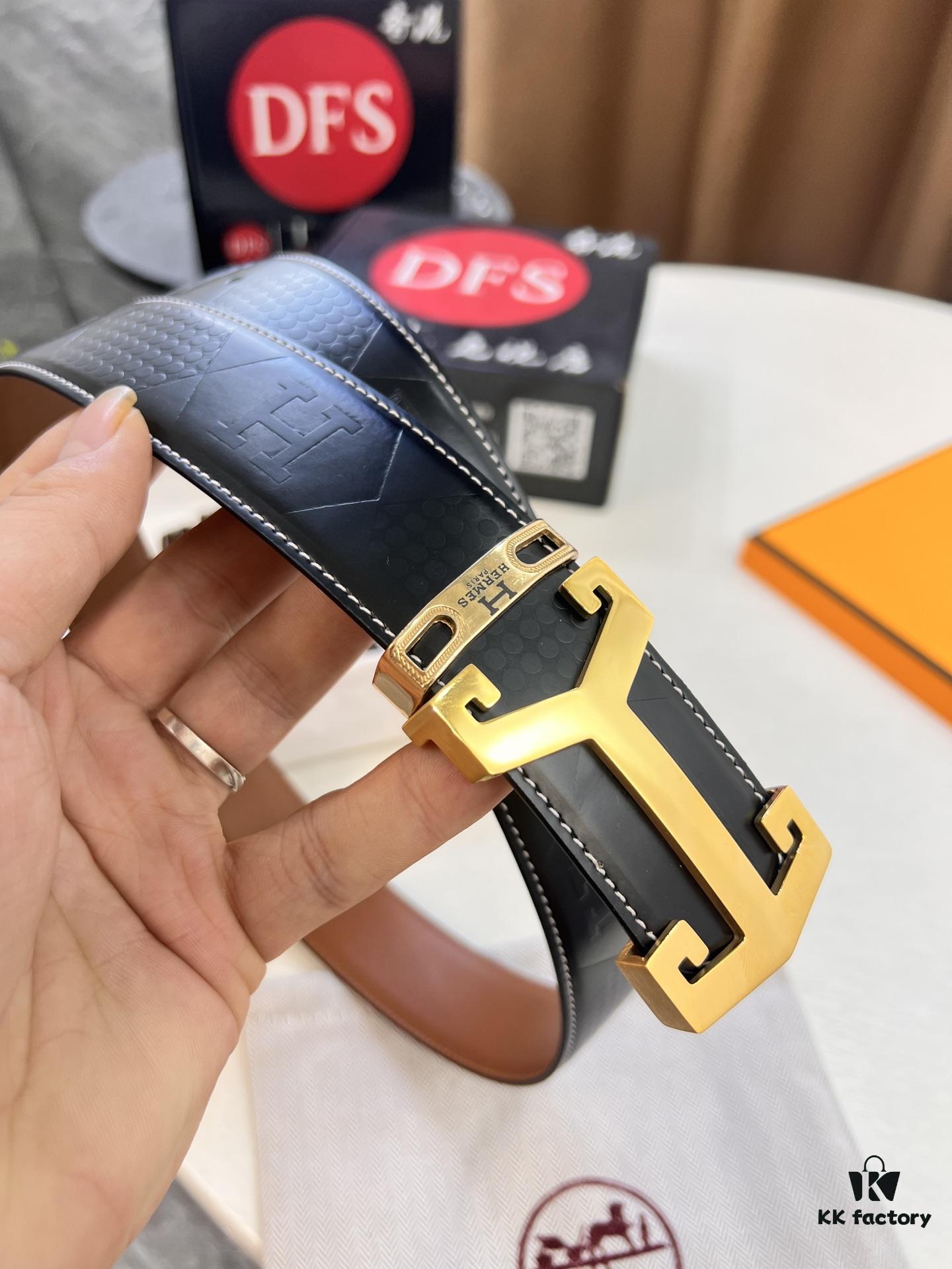 693201303a89a121ed5503a5 Hermès Men's Belt, Top Grain Calfskin with Engraved Metal Buckle, 3.8cm Width, Custom Length