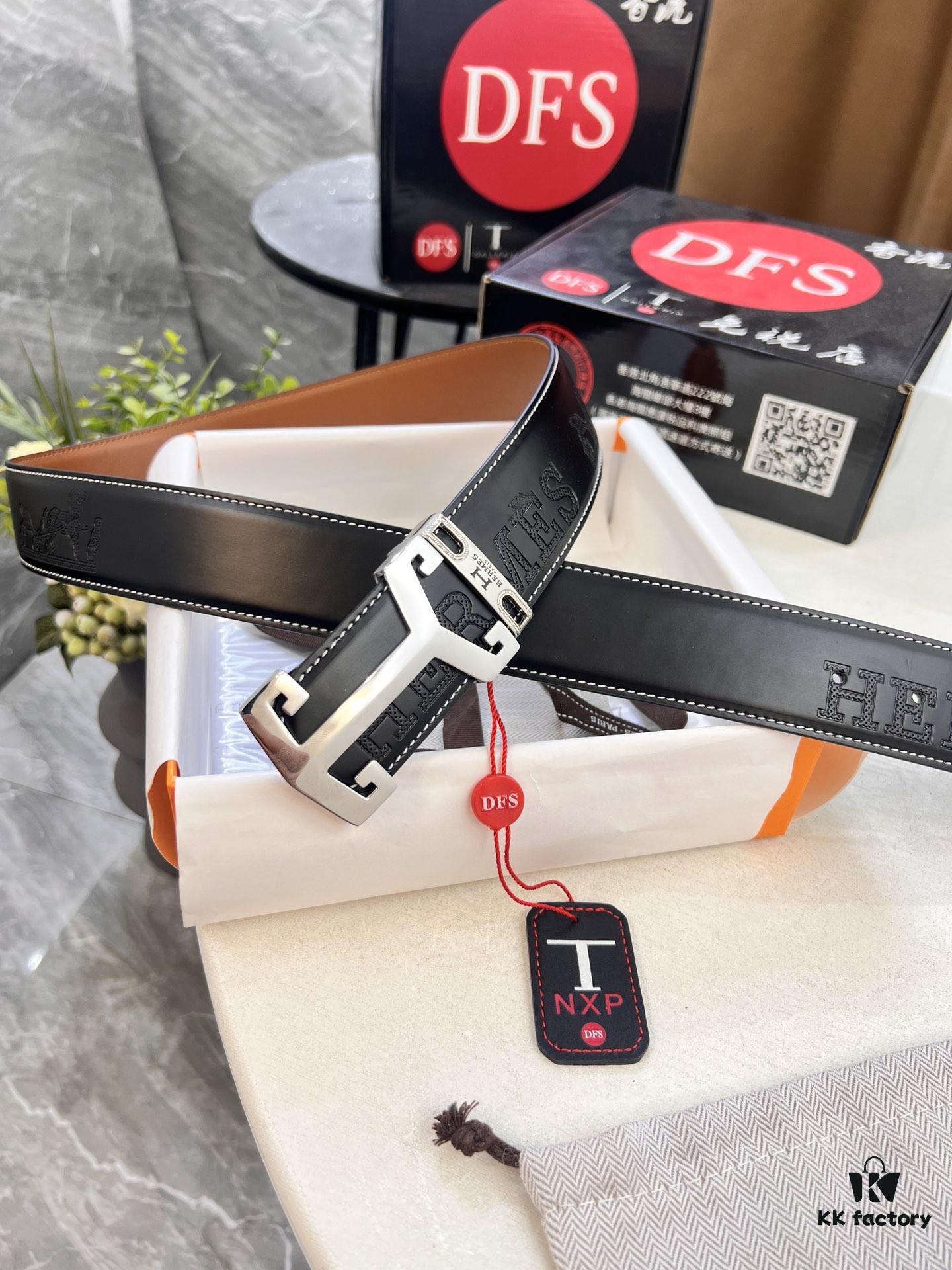 693201313a89a121ed5503ad Hermès Men's Belt, Top Grain Cowhide with Engraved Buckle, 3.8cm Width, Adjustable Length, Original Imported Embossed Horse Head Design, Ideal Gift