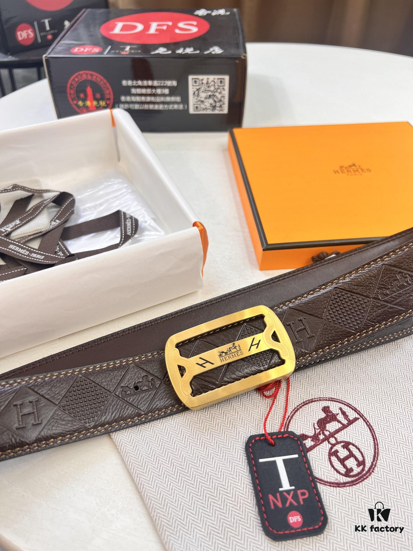 Hermès H Belt, 2023 New Arrival, Stainless Steel H Internal Prong, ZP-Synchronized Engraved Logo