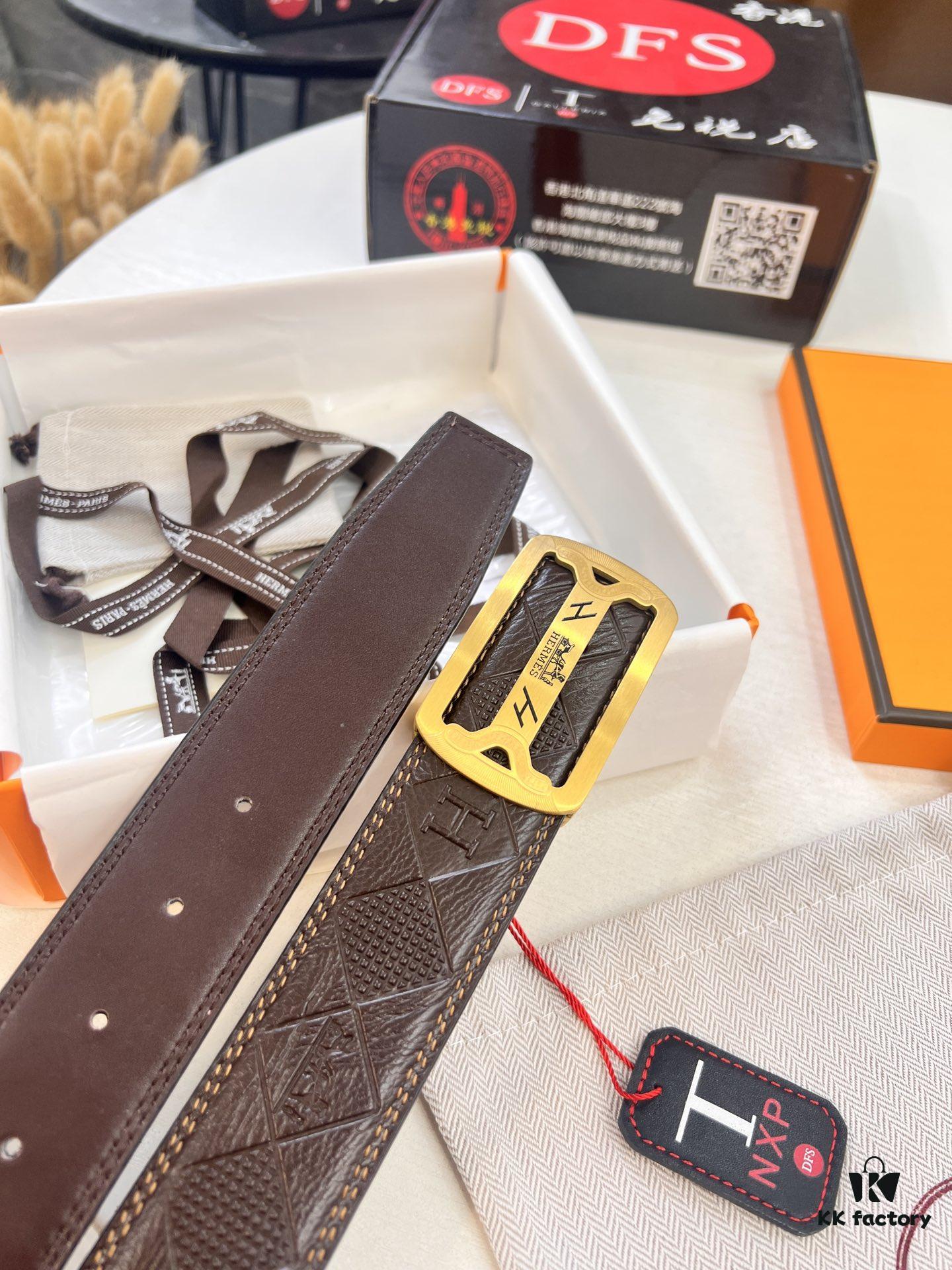 Hermès H Belt, 2023 New Arrival, Stainless Steel H Internal Prong, ZP-Synchronized Engraved Logo