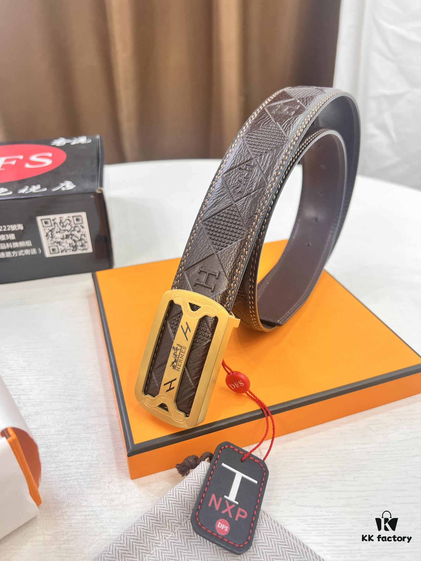 Hermès H Belt, 2023 New Arrival, Stainless Steel H Internal Prong, ZP-Synchronized Engraved Logo