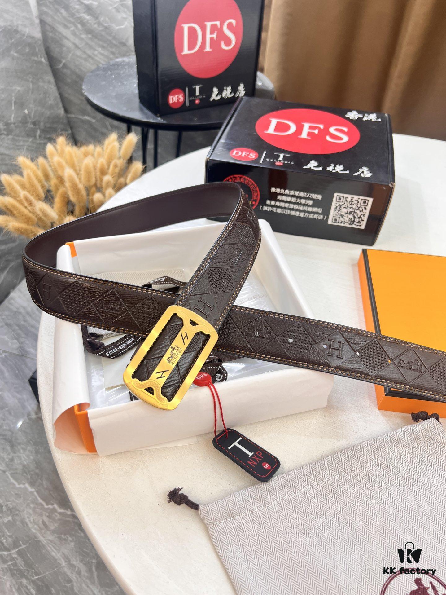 Hermès H Belt, 2023 New Arrival, Stainless Steel H Internal Prong, ZP-Synchronized Engraved Logo