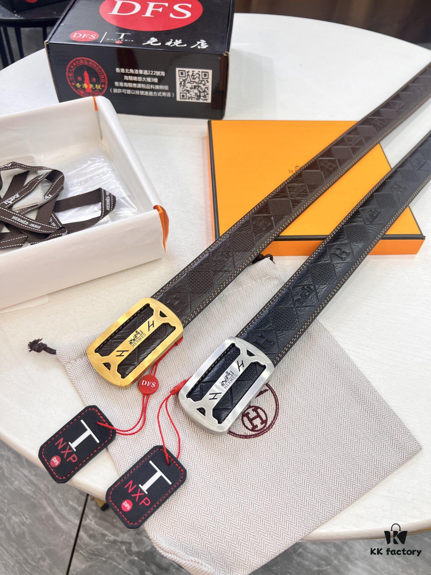 Hermès H Belt, 2023 New Arrival, Stainless Steel H Internal Prong, ZP-Synchronized Engraved Logo