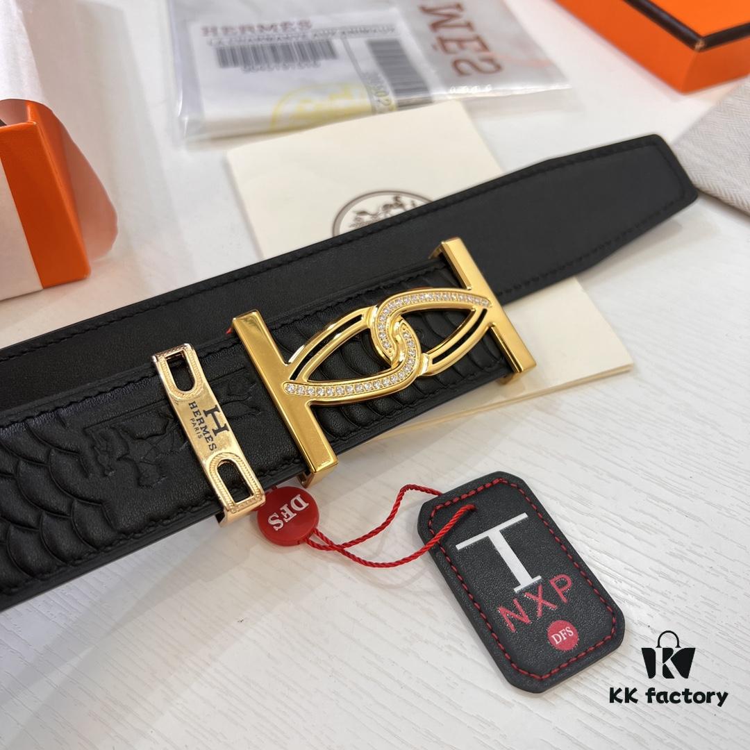 693201333a89a121ed5503c6 Hermès Men's Belt, Top Grain Calfskin Leather, 3.8cm Width, Includes Gift Box with Steel Hardware and NXP Anti-Counterfeit Chip