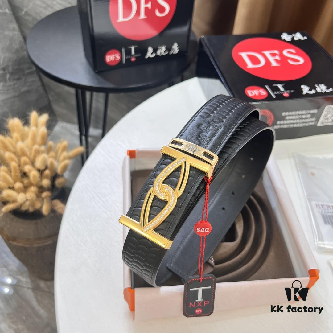 693201333a89a121ed5503c8 Hermès Men's Belt, Top Grain Calfskin Leather, 3.8cm Width, Includes Gift Box with Steel Hardware and NXP Anti-Counterfeit Chip
