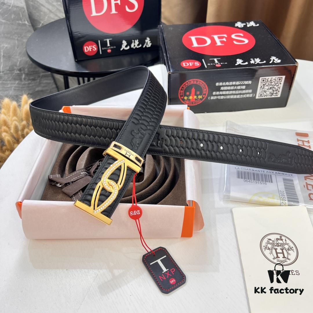 693201333a89a121ed5503c9 Hermès Men's Belt, Top Grain Calfskin Leather, 3.8cm Width, Includes Gift Box with Steel Hardware and NXP Anti-Counterfeit Chip