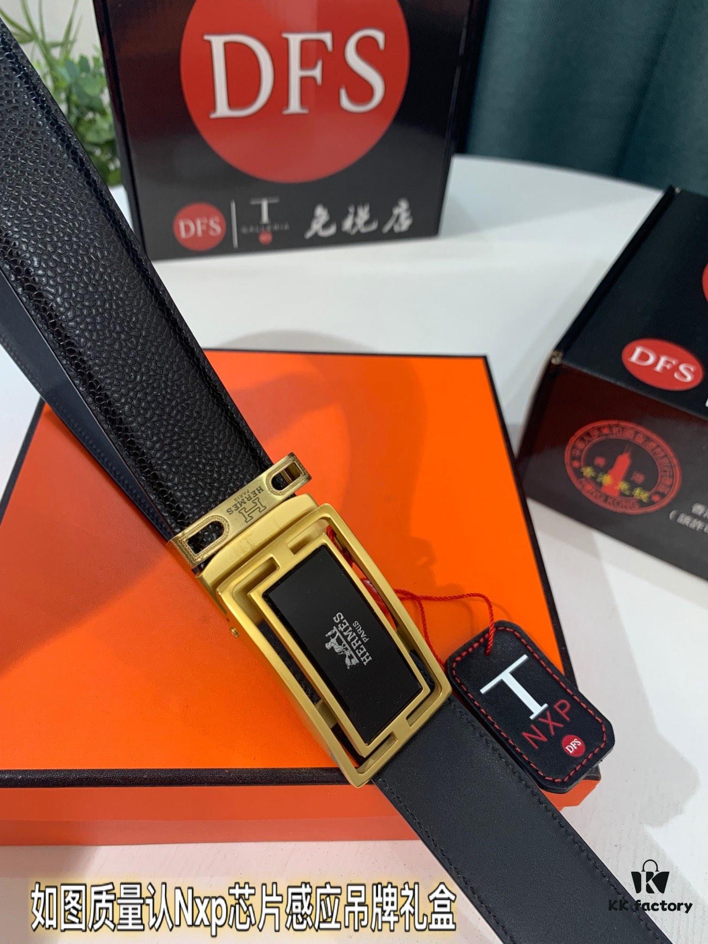 693201343a89a121ed5503d7 Hermes H Automatic Buckle Belt, Newest Basketball Texture Custom Top Layer Cowhide, 3.5cm Width, Premium Quality Business Formal Belt with Soft Slide Mechanism