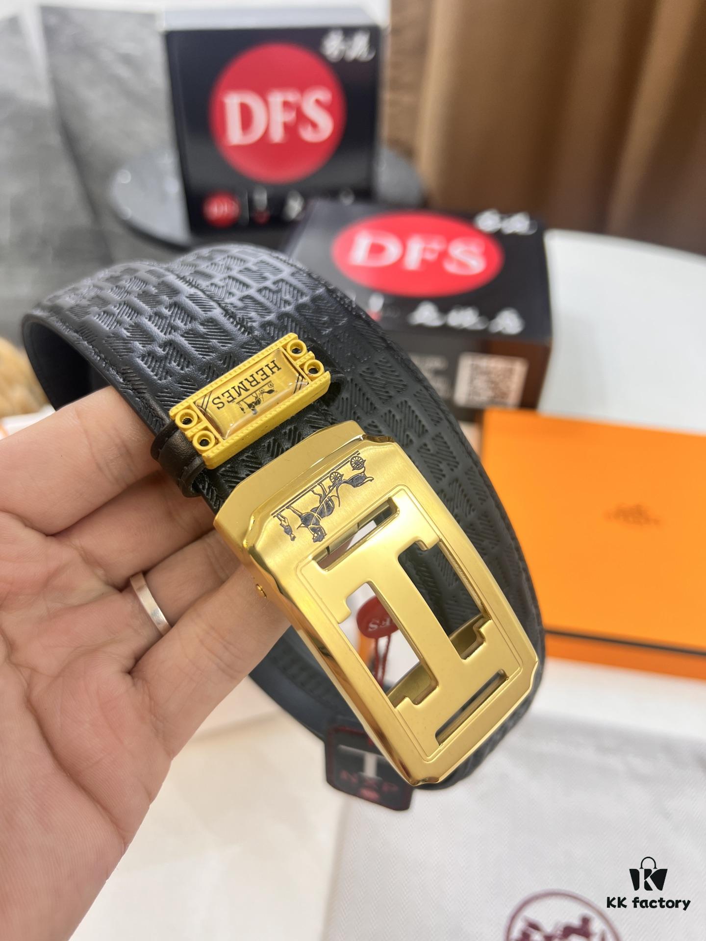 693201373a89a121ed5503f9 Hermes HH Original Factory Order Men's Leather Belt - Italian Imported Top-Grain Calfskin, Automatic Buckle, 3.5cm Width