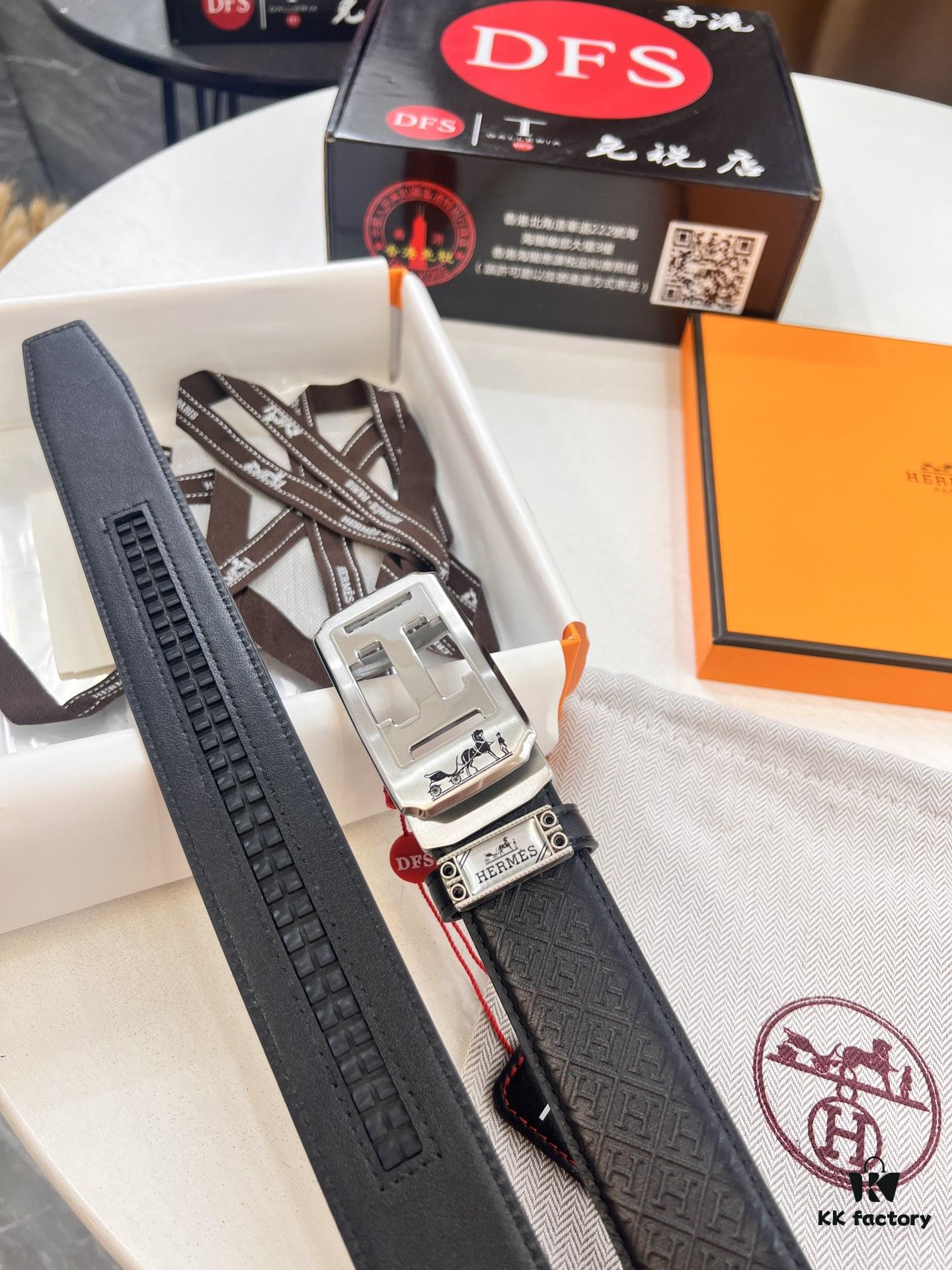 693201373a89a121ed5503ff Hermes HH Original Factory Direct Order Belt - Italian Imported Top-Grade Calfskin Automatic Slide Buckle Belt