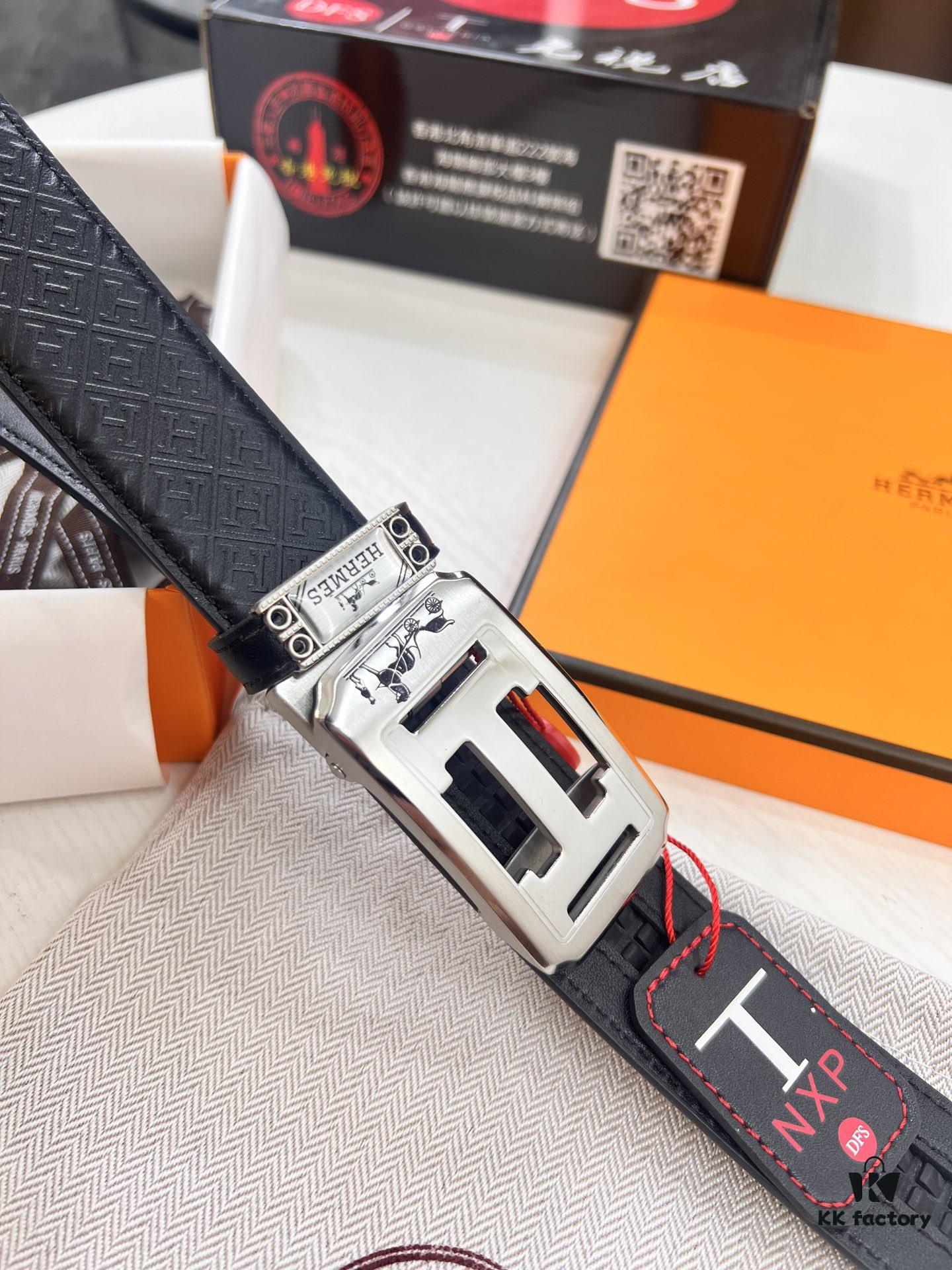 693201373a89a121ed550401 Hermes HH Original Factory Direct Order Belt - Italian Imported Top-Grade Calfskin Automatic Slide Buckle Belt