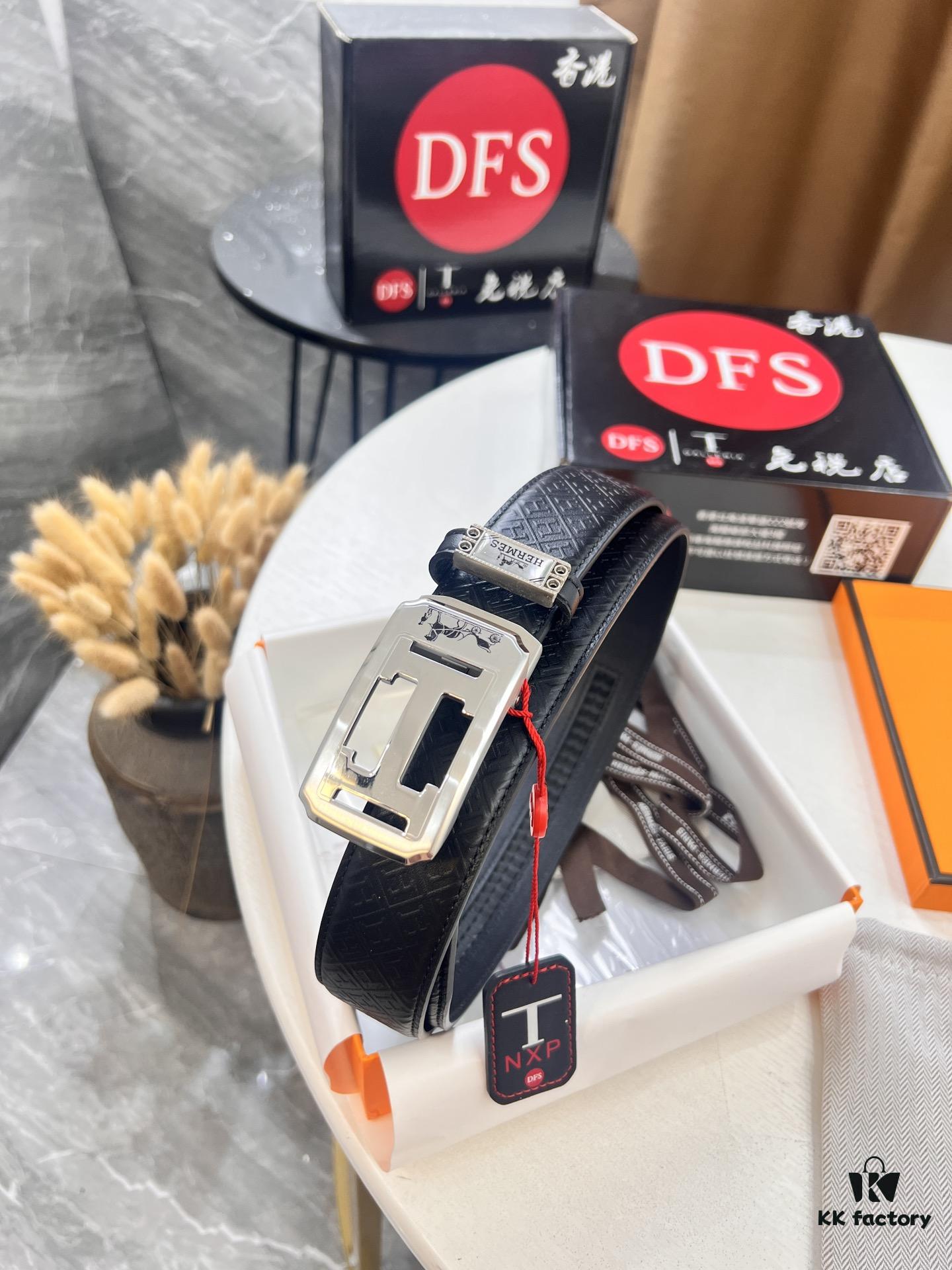 693201373a89a121ed550402 Hermes HH Original Factory Direct Order Belt - Italian Imported Top-Grade Calfskin Automatic Slide Buckle Belt
