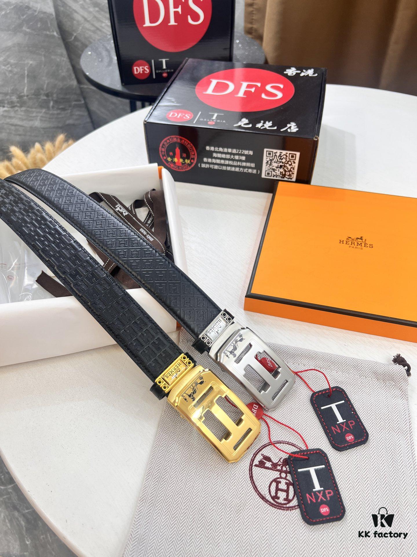 693201373a89a121ed550404 Hermes HH Original Factory Direct Order Belt - Italian Imported Top-Grade Calfskin Automatic Slide Buckle Belt