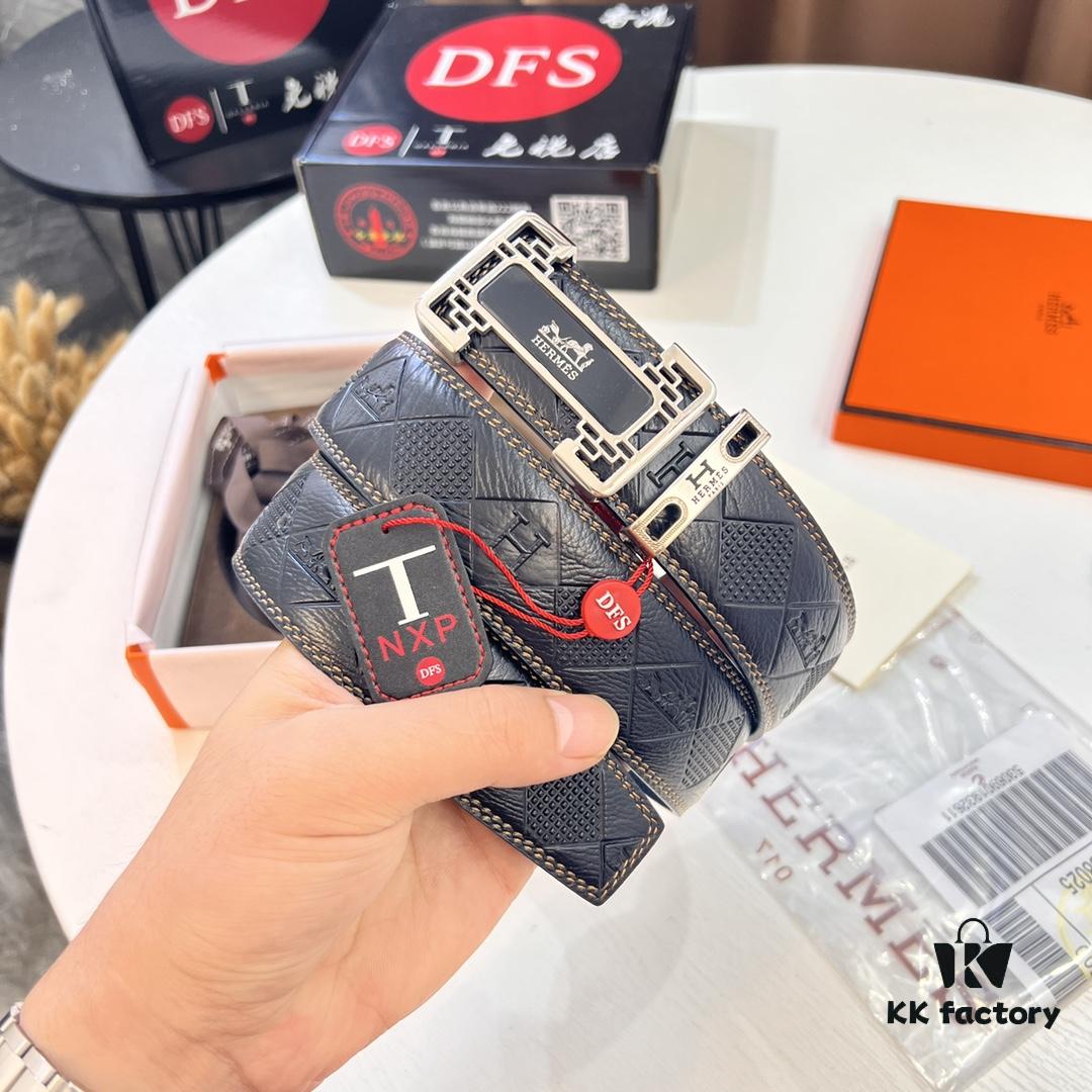 6932013e3a89a121ed550454 Hermès Men's Belt, Top Grain Cowhide with Engraved Horse Carriage Design, Slim 3.8cm Width, Stainless Steel Hardware, Custom Length Adjustable