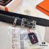 6932013e3a89a121ed550455 Hermès Men's Belt, Top Grain Cowhide with Engraved Horse Carriage Design, Slim 3.8cm Width, Stainless Steel Hardware, Custom Length Adjustable