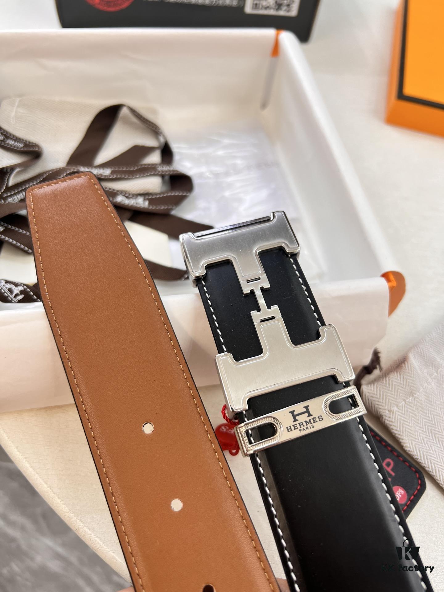 6932013e3a89a121ed55045b Hermès Men's Belt, Top Grain Calfskin, 3.8cm Width, Steel Hardware, Gift-Ready