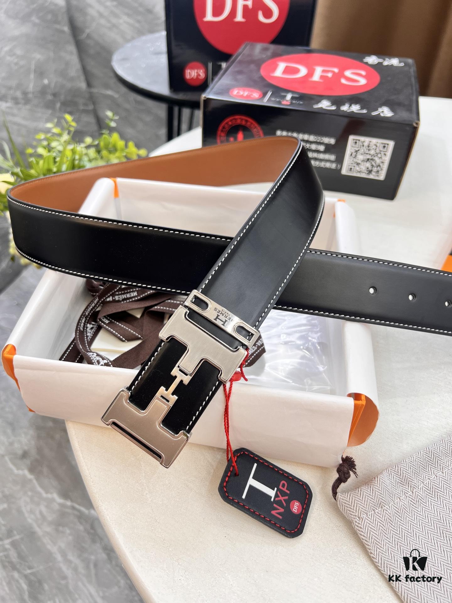 6932013e3a89a121ed55045e Hermès Men's Belt, Top Grain Calfskin, 3.8cm Width, Steel Hardware, Gift-Ready