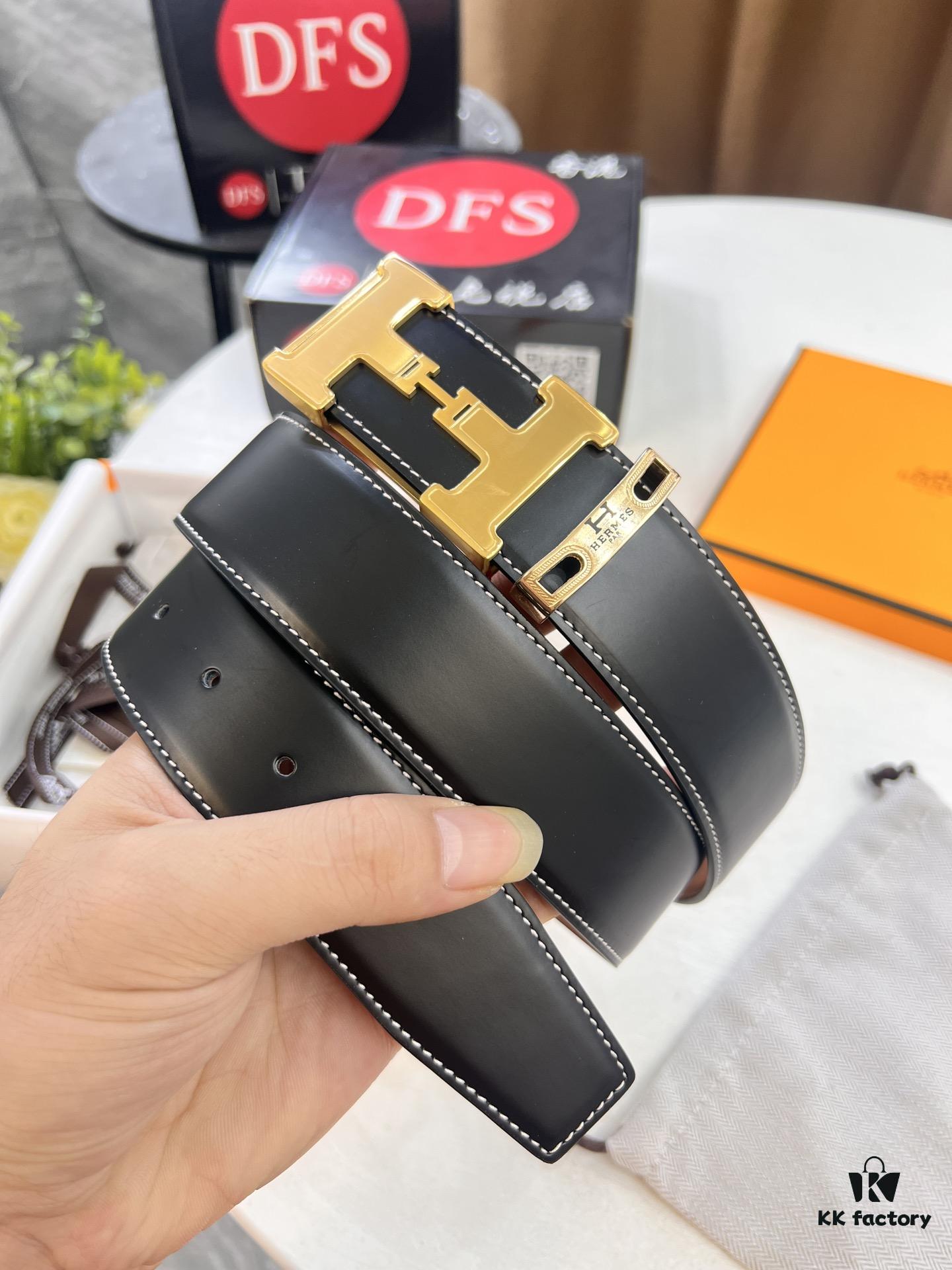 6932013f3a89a121ed550462 Hermès Men's Belt, Top-Grain Calfskin, 3.8cm Width, Steel Hardware, Yellow-Tan with Fine Texture