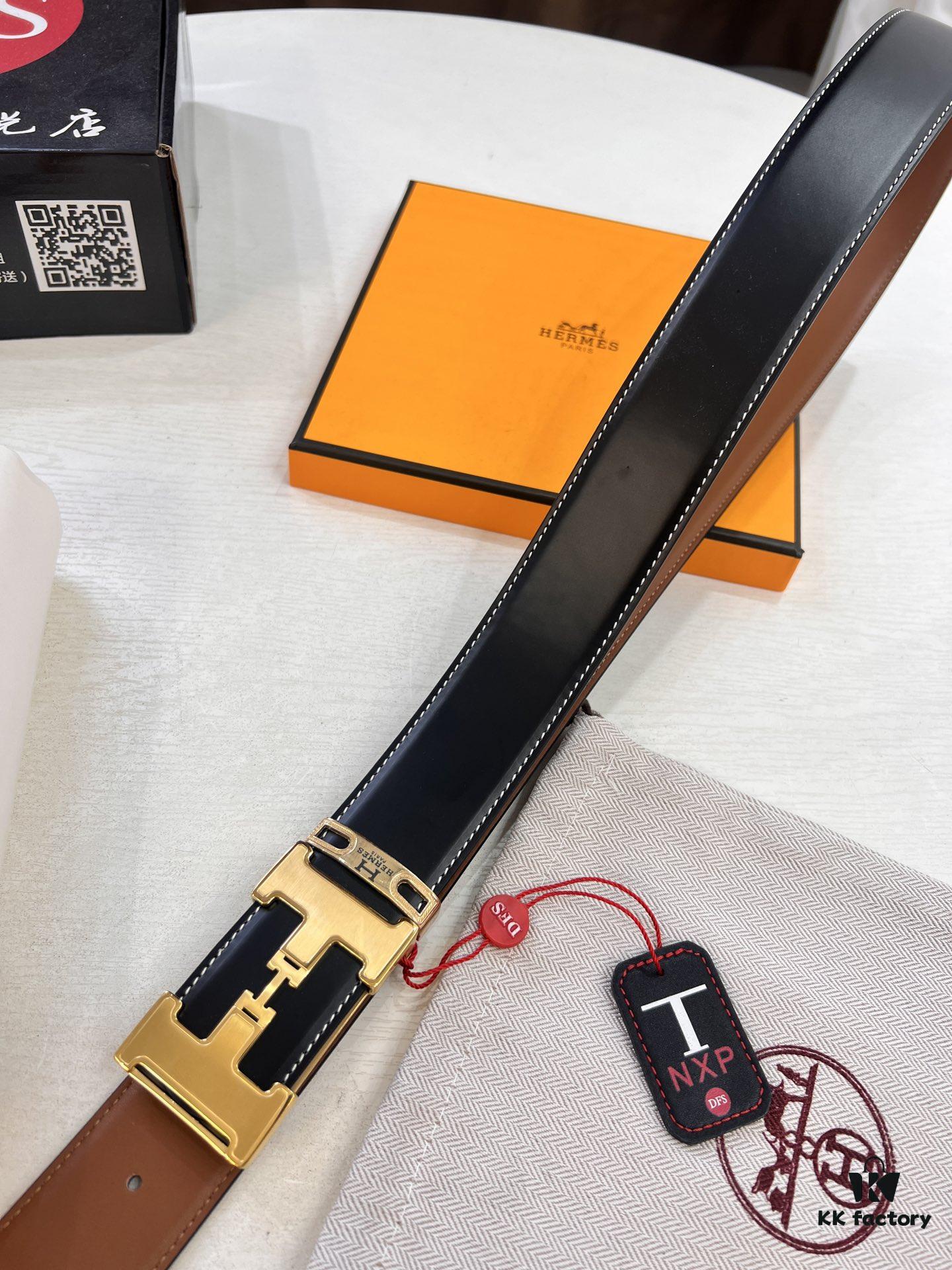 6932013f3a89a121ed550466 Hermès Men's Belt, Top-Grain Calfskin, 3.8cm Width, Steel Hardware, Yellow-Tan with Fine Texture