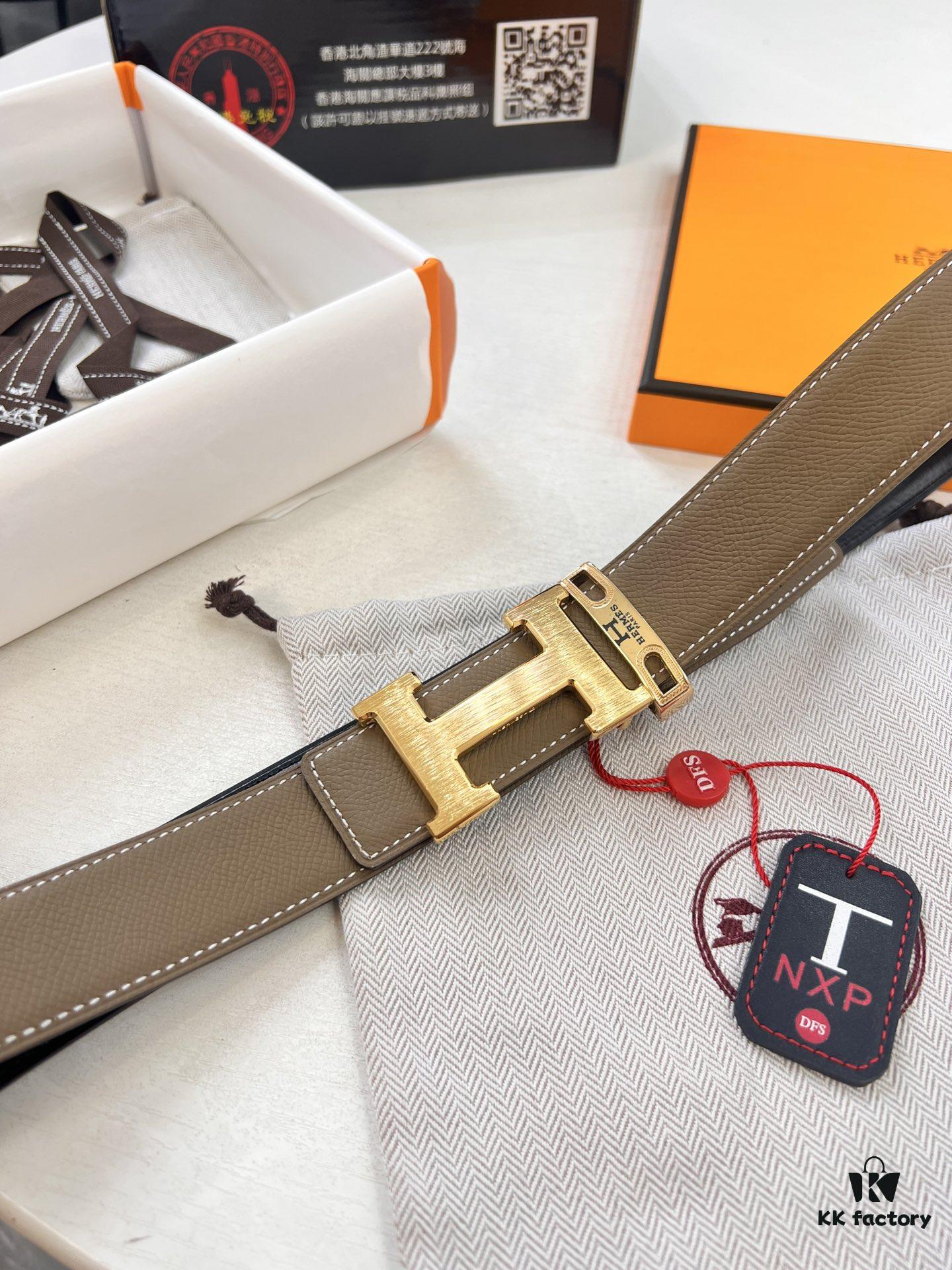 Arrival of Hermès H Belt, ZP Mould, Electroplated Stainless Steel Hardware, Unisex, Genuine Cowhide Leather, Double-Sided Use, 3.2cm Width