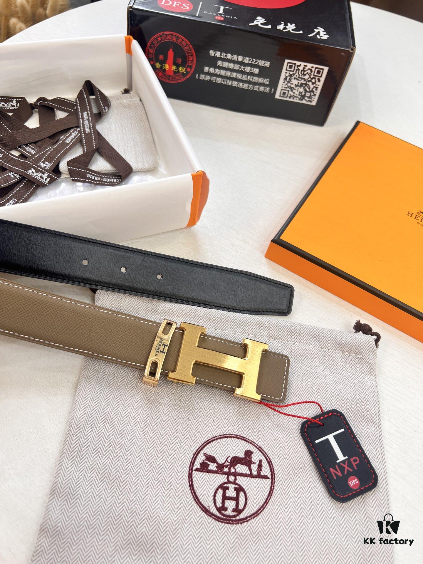 Arrival of Hermès H Belt, ZP Mould, Electroplated Stainless Steel Hardware, Unisex, Genuine Cowhide Leather, Double-Sided Use, 3.2cm Width